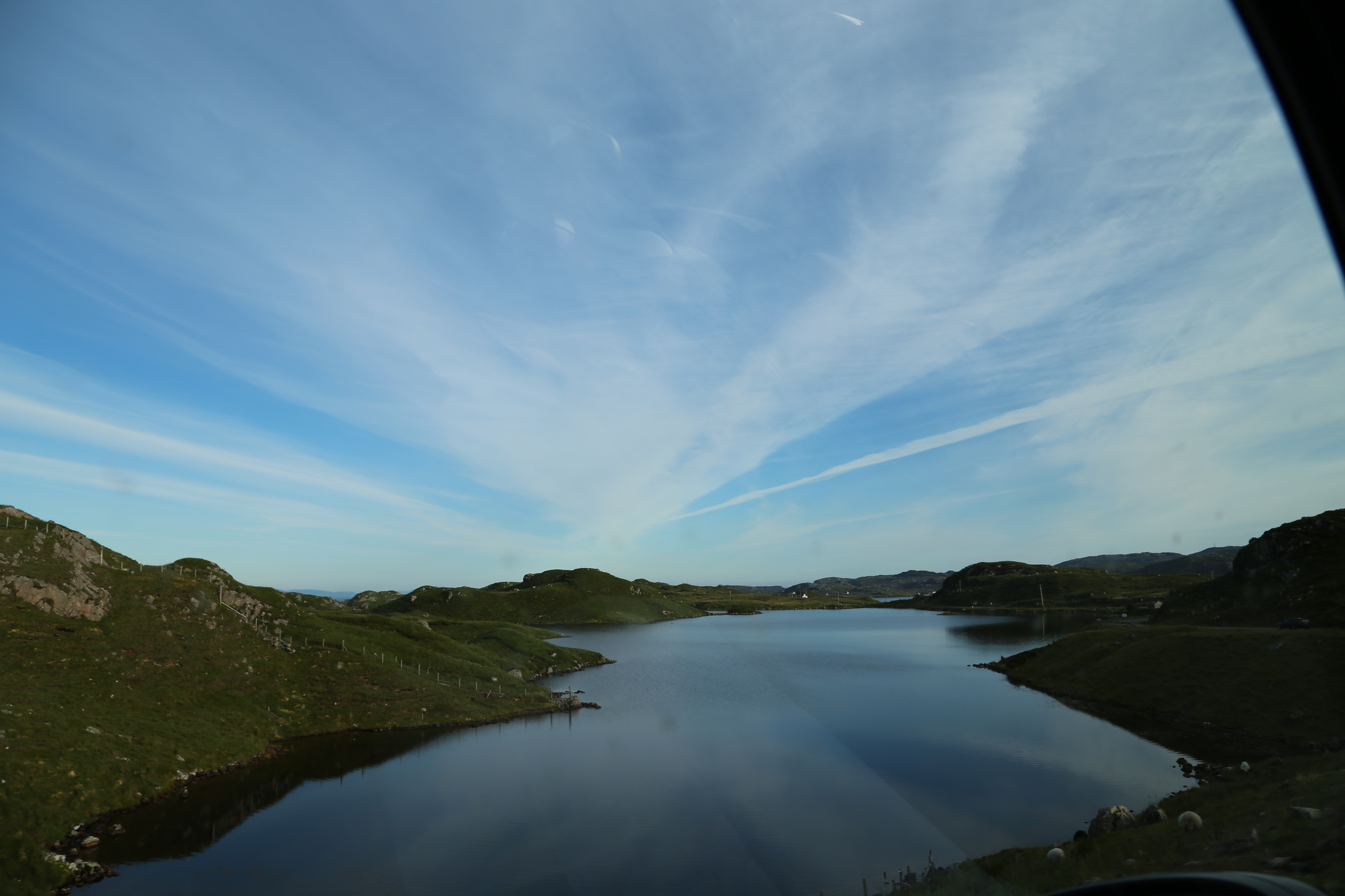 2014 Europe Trip Day 28 - Scotland (Isle of Skye, Portree, Full Scottish Breakfast, Dun Beag Broch, Highland Sheep, Thistle, Red Telephone Box, Neist Point Lighthouse, Dunvegan Castle, Uig-Tarbert Ferry, Outer Hebrides, Isle of Harris, Losgaintir Beach)