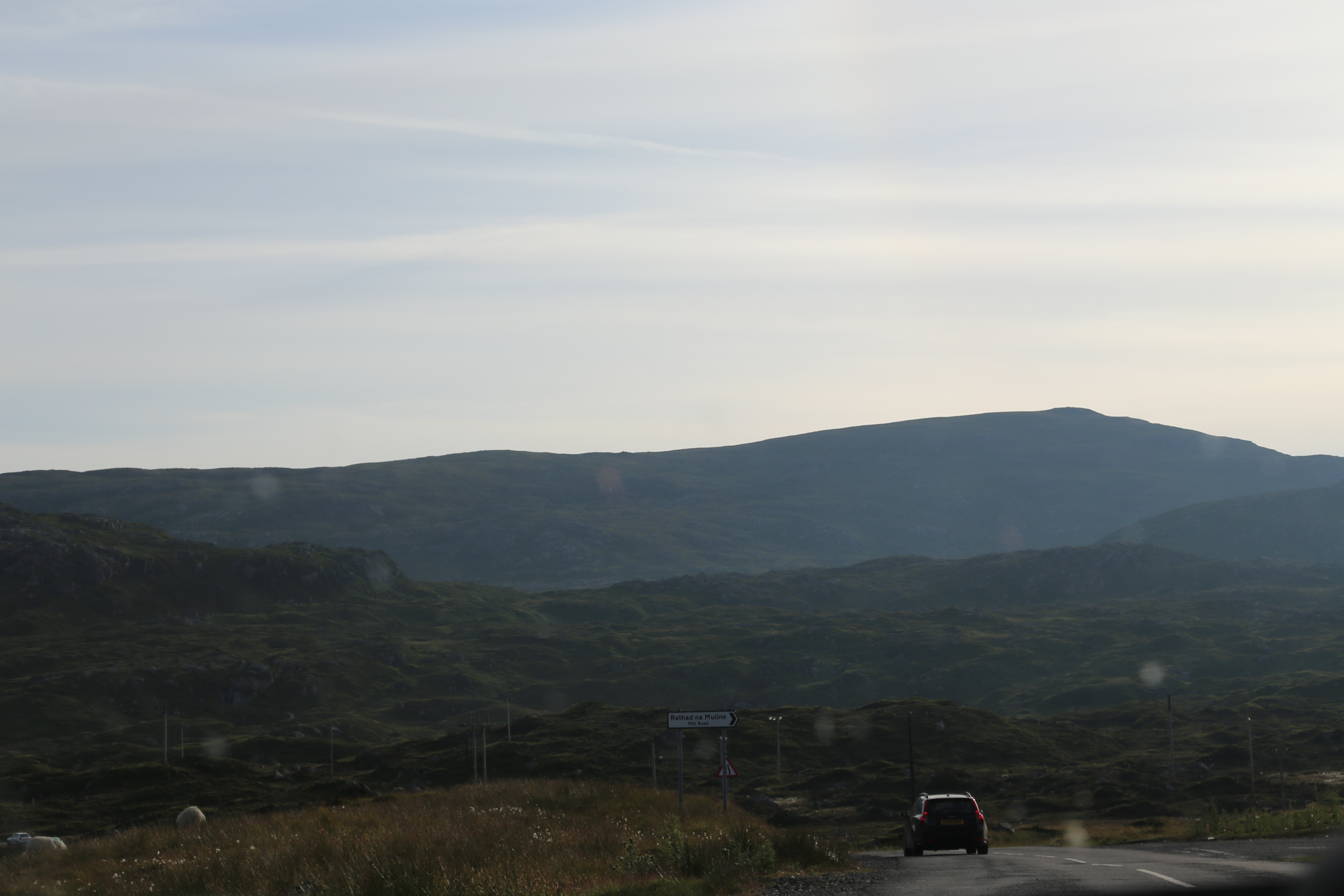 2014 Europe Trip Day 28 - Scotland (Isle of Skye, Portree, Full Scottish Breakfast, Dun Beag Broch, Highland Sheep, Thistle, Red Telephone Box, Neist Point Lighthouse, Dunvegan Castle, Uig-Tarbert Ferry, Outer Hebrides, Isle of Harris, Losgaintir Beach)