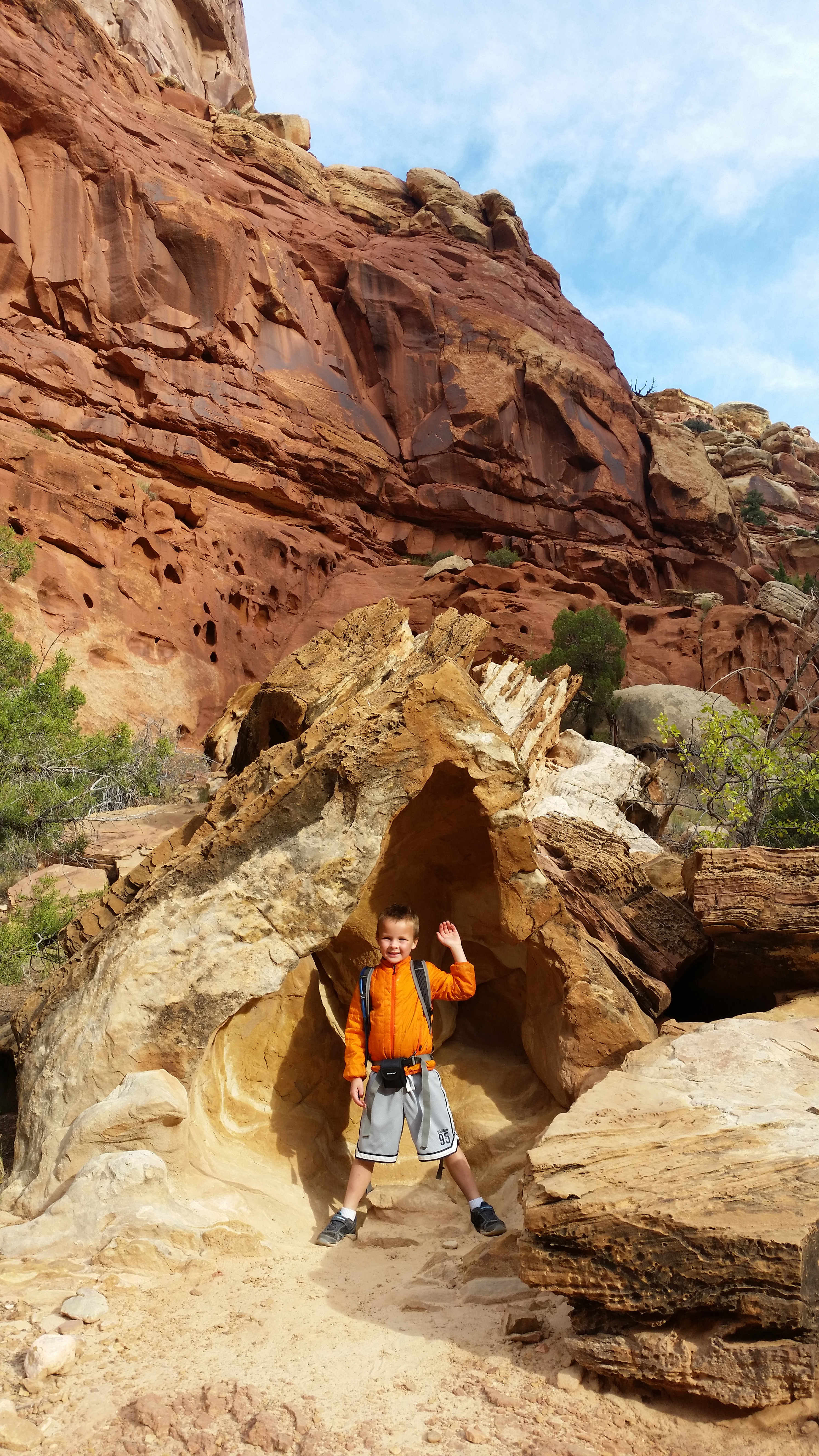 2015 Fall Break - Day 2 - Capitol Reef National Park (Grand Wash Narrows, Capitol Gorge (Petroglyphs, Narrows, Pioneer Register), Waterpocket Fold Drive (Notom-Bullfrog Road, Burr Trail Road), Hell's Backbone Grill (Boulder, Utah))