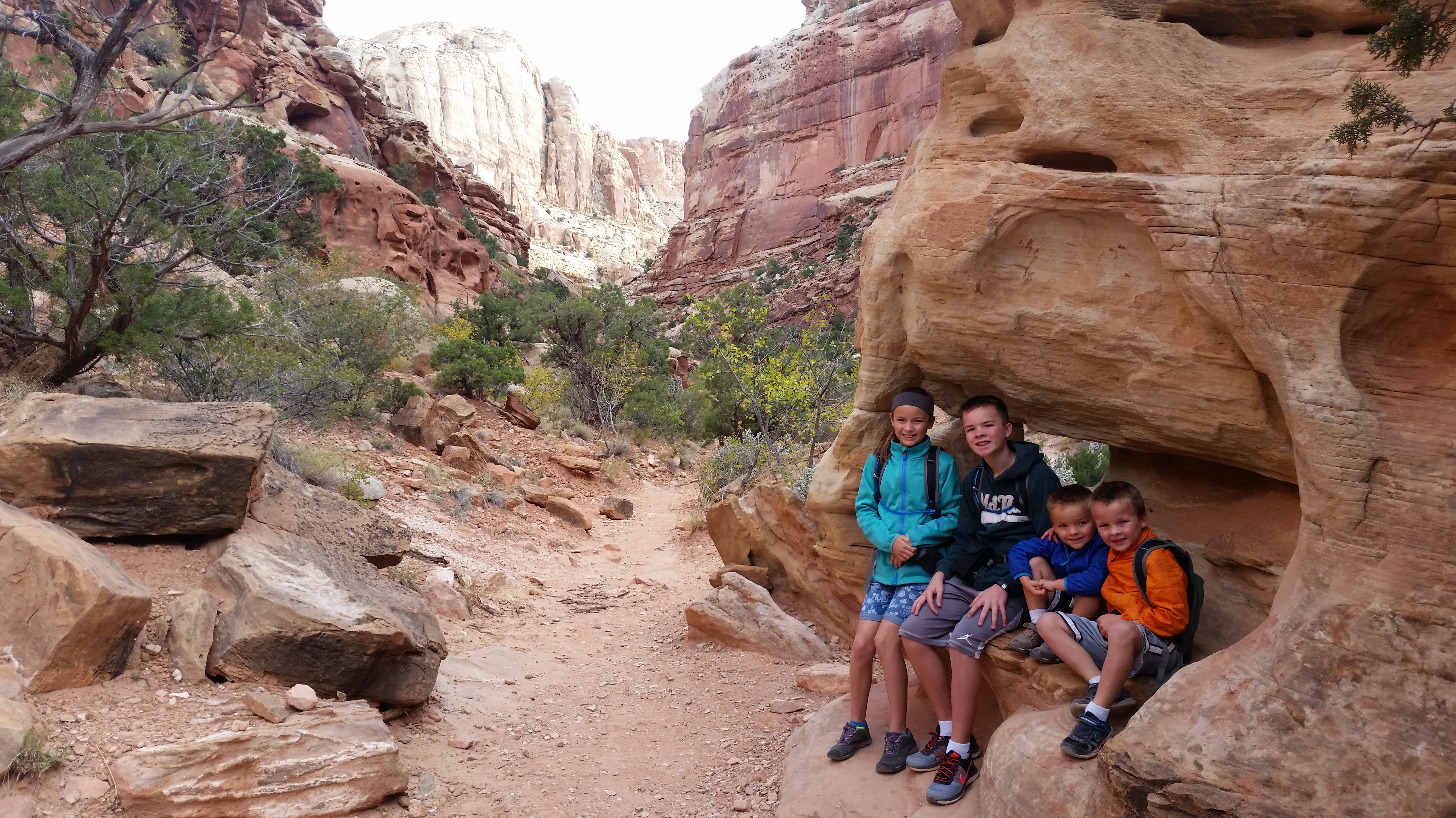 2015 Fall Break - Day 2 - Capitol Reef National Park (Grand Wash Narrows, Capitol Gorge (Petroglyphs, Narrows, Pioneer Register), Waterpocket Fold Drive (Notom-Bullfrog Road, Burr Trail Road), Hell's Backbone Grill (Boulder, Utah))