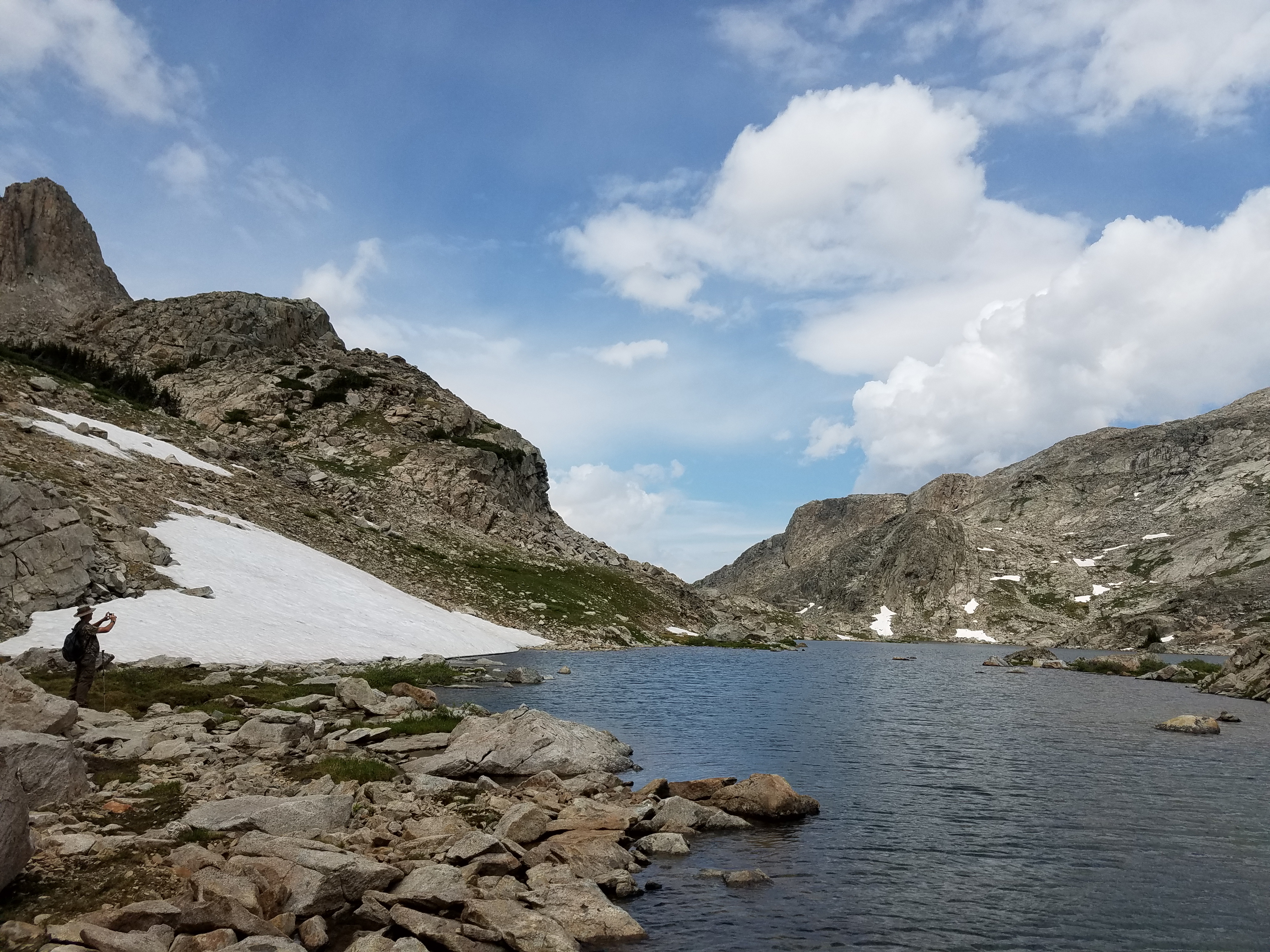 2017 Wind River Trip - Day 5 - Long Lake, Europe Canyon, Polar Bear Plunge into Glacier Lake (32 degree Fahrenheit water, 11,057 ft. elevation), Continental Divide, Fishing Lake 10542 (Wind River Range, Wyoming)