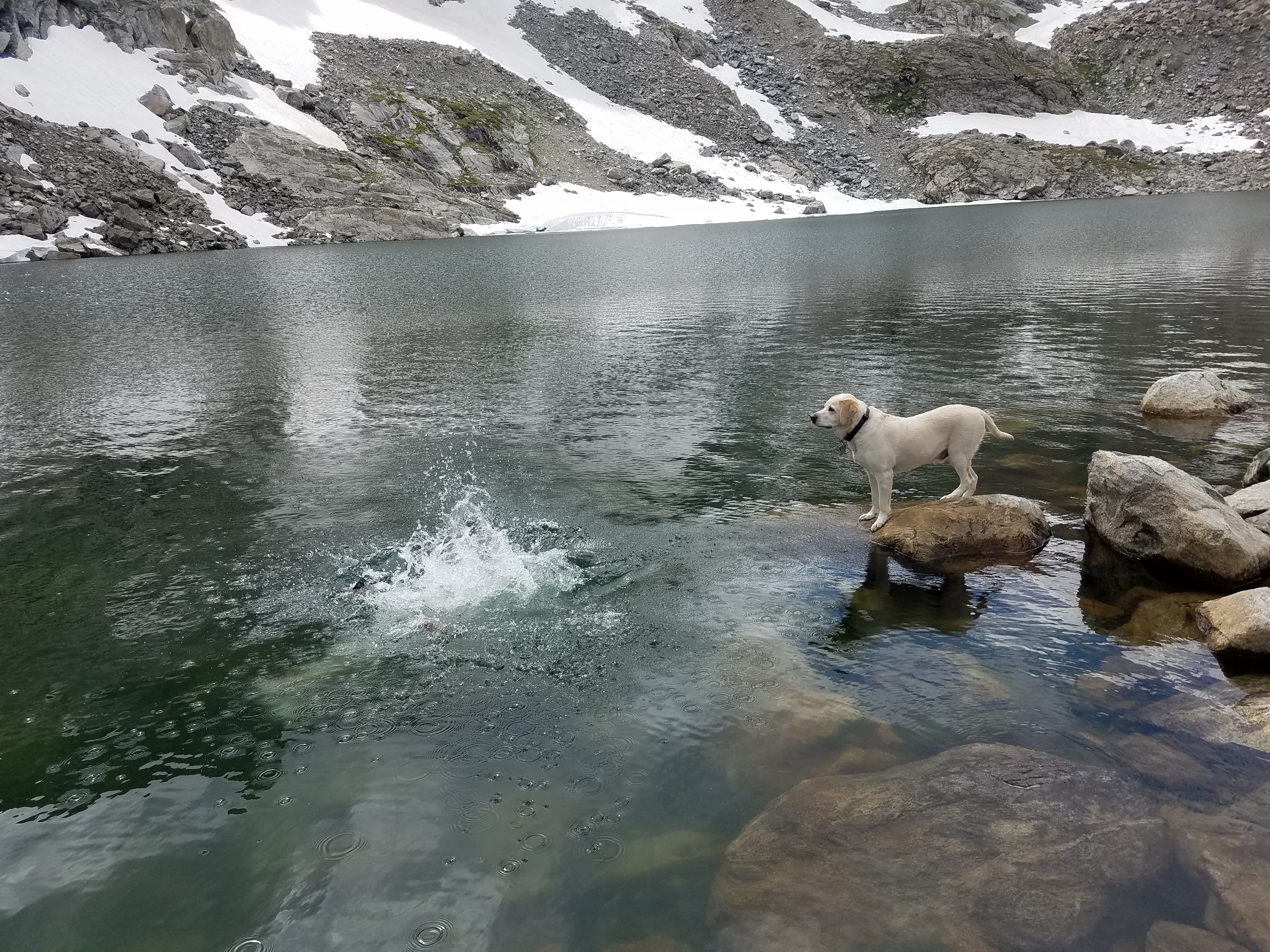 2017 Wind River Trip - Day 5 - Long Lake, Europe Canyon, Polar Bear Plunge into Glacier Lake (32 degree Fahrenheit water, 11,057 ft. elevation), Continental Divide, Fishing Lake 10542 (Wind River Range, Wyoming)