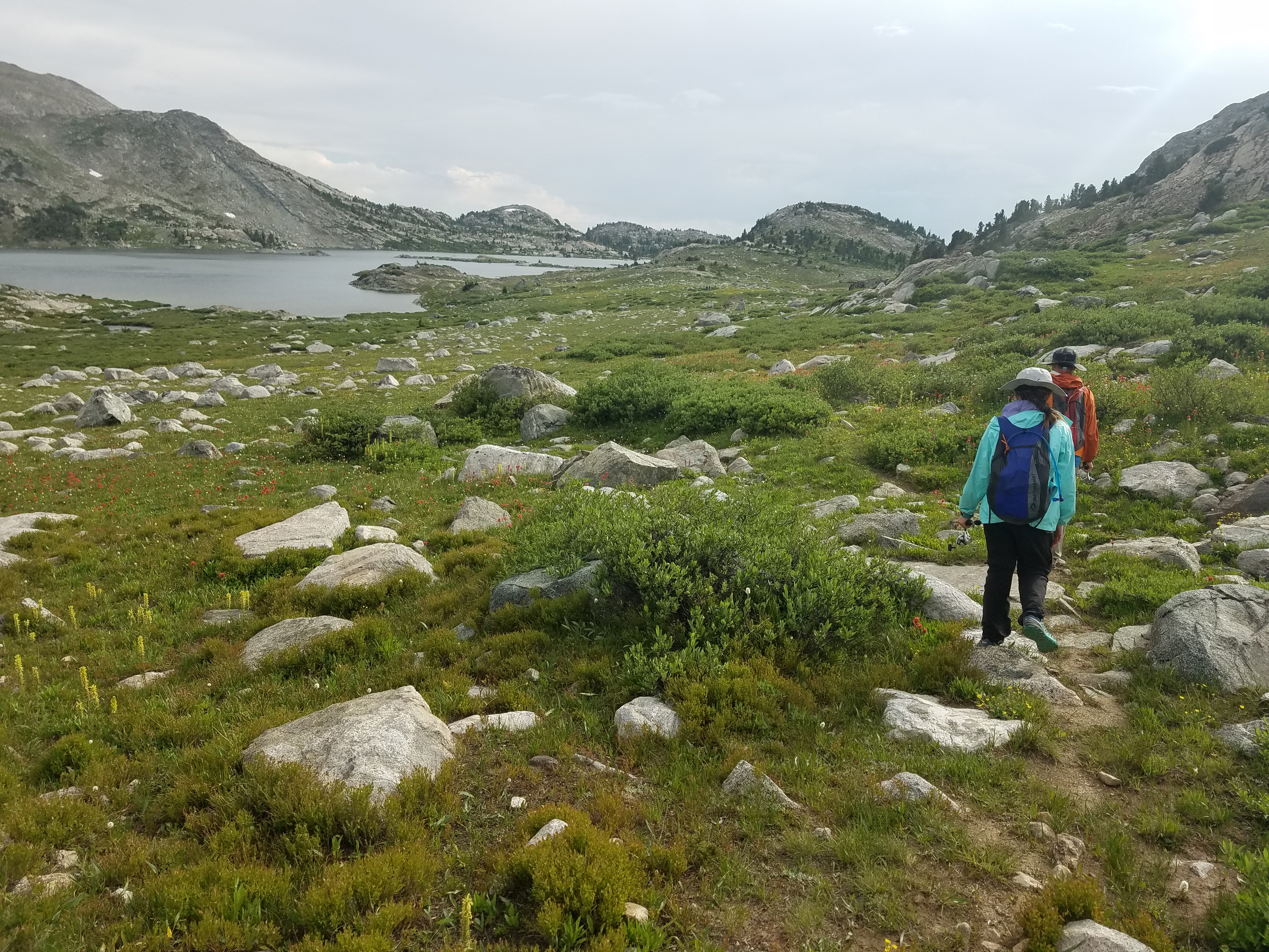 2017 Wind River Trip - Day 5 - Long Lake, Europe Canyon, Polar Bear Plunge into Glacier Lake (32 degree Fahrenheit water, 11,057 ft. elevation), Continental Divide, Fishing Lake 10542 (Wind River Range, Wyoming)