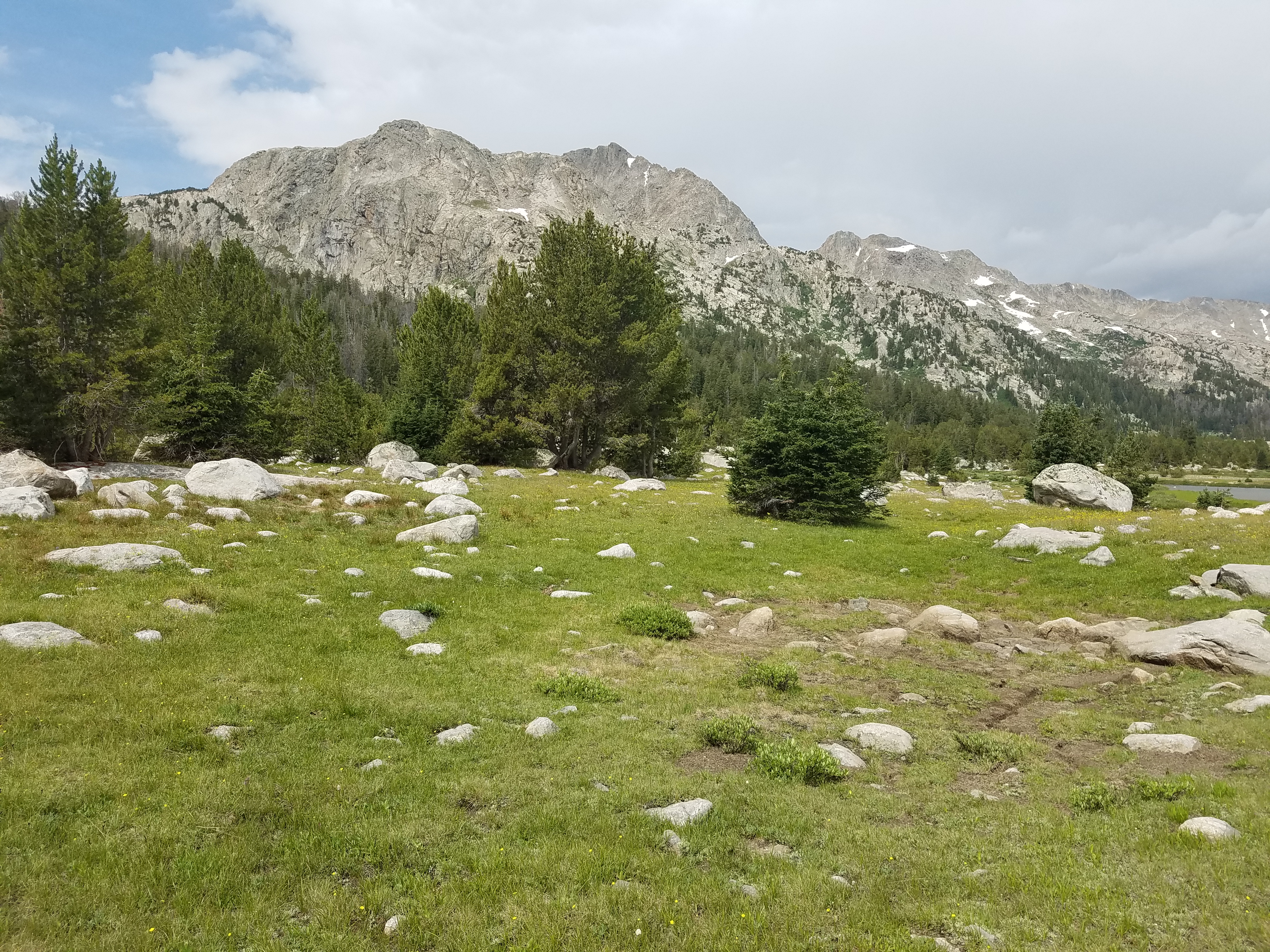 2017 Wind River Trip - Day 6 - Hiking all the way around Mount Victor, Fishing Lake Lyle, Snow Cones, Wildflowers, Rainstorm (Wind River Range, Wyoming)