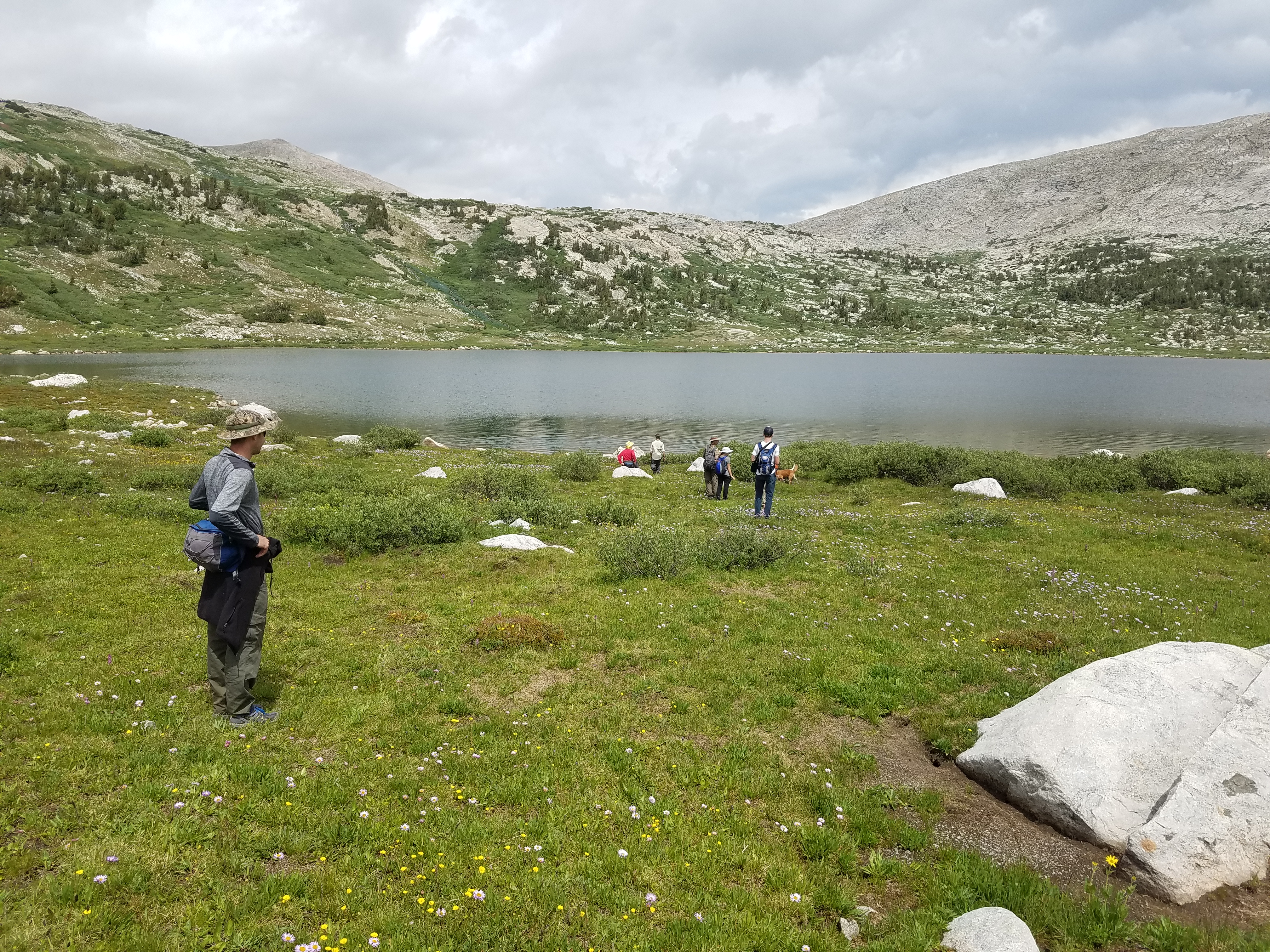 2017 Wind River Trip - Day 6 - Hiking all the way around Mount Victor, Fishing Lake Lyle, Snow Cones, Wildflowers, Rainstorm (Wind River Range, Wyoming)