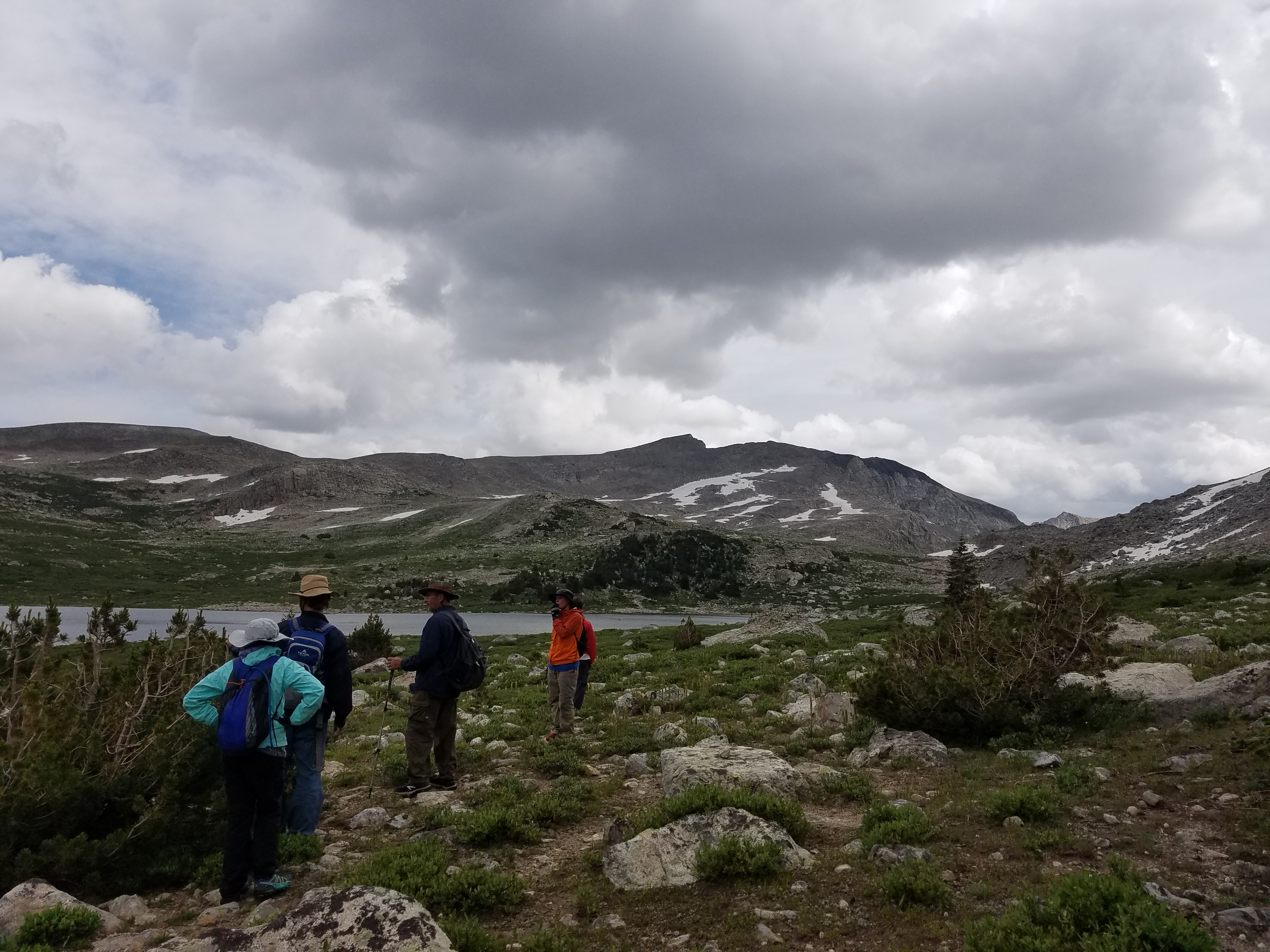 2017 Wind River Trip - Day 6 - Hiking all the way around Mount Victor, Fishing Lake Lyle, Snow Cones, Wildflowers, Rainstorm (Wind River Range, Wyoming)