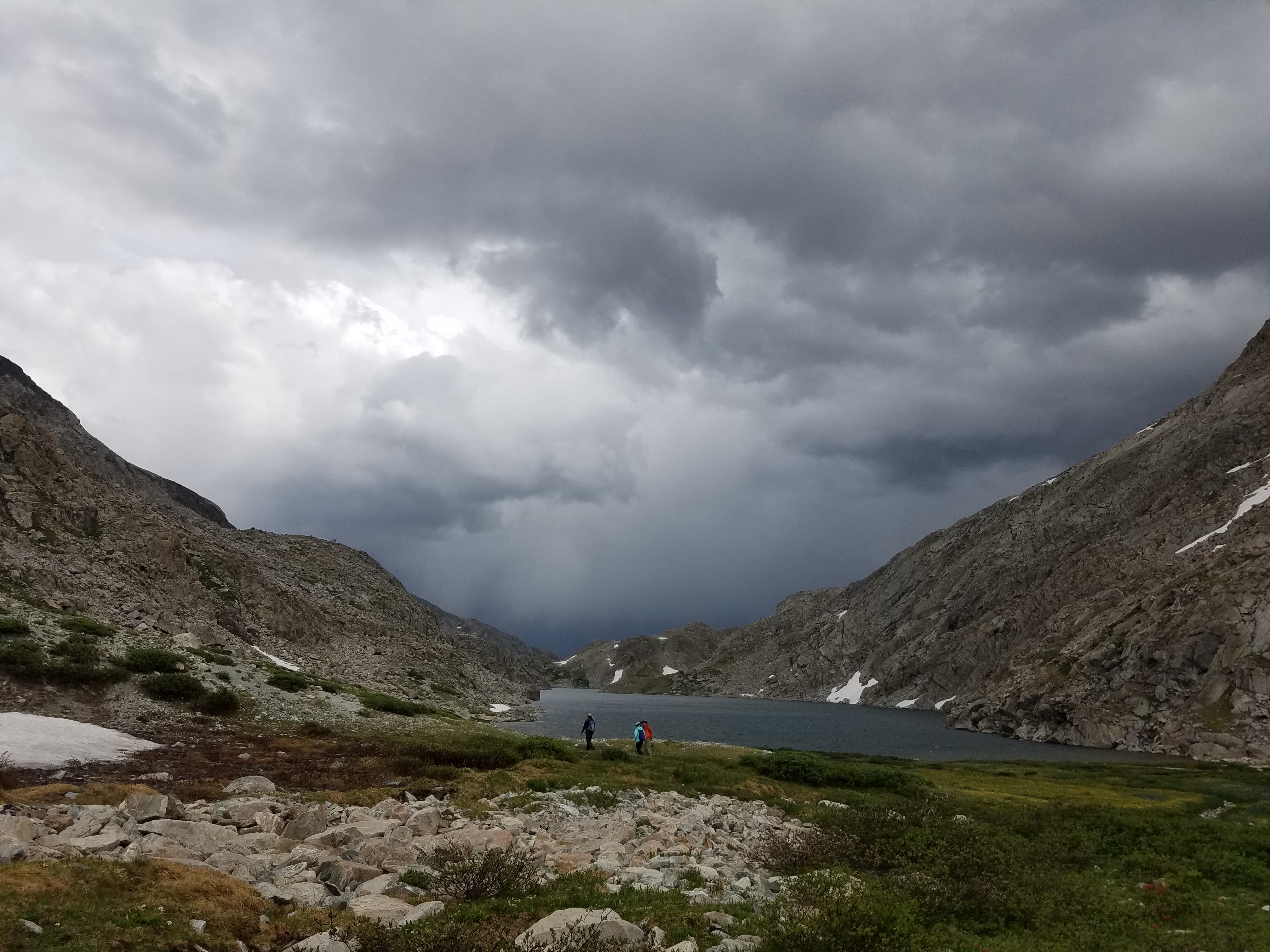 2017 Wind River Trip - Day 6 - Hiking all the way around Mount Victor, Fishing Lake Lyle, Snow Cones, Wildflowers, Rainstorm (Wind River Range, Wyoming)