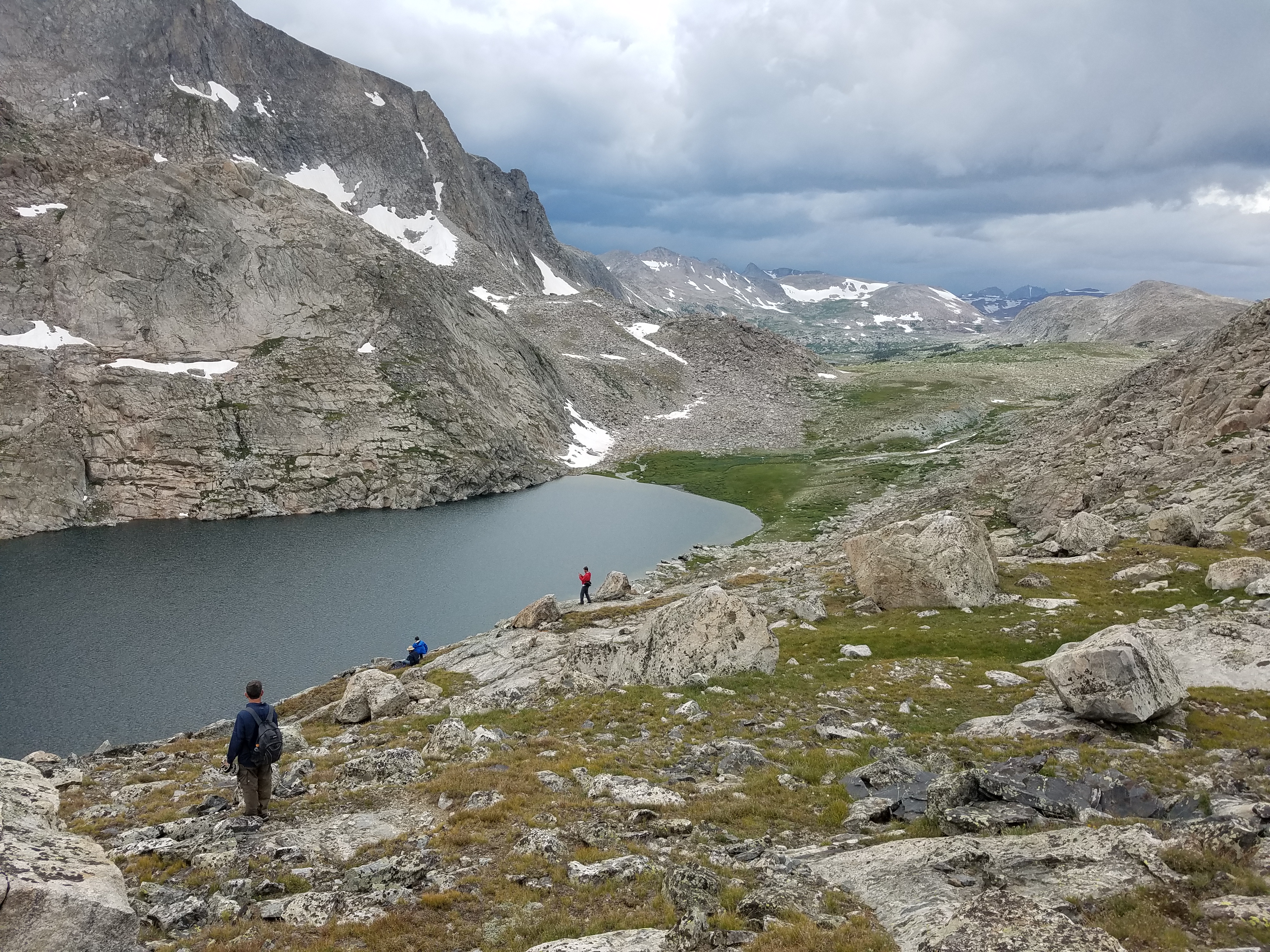 2017 Wind River Trip - Day 6 - Hiking all the way around Mount Victor, Fishing Lake Lyle, Snow Cones, Wildflowers, Rainstorm (Wind River Range, Wyoming)