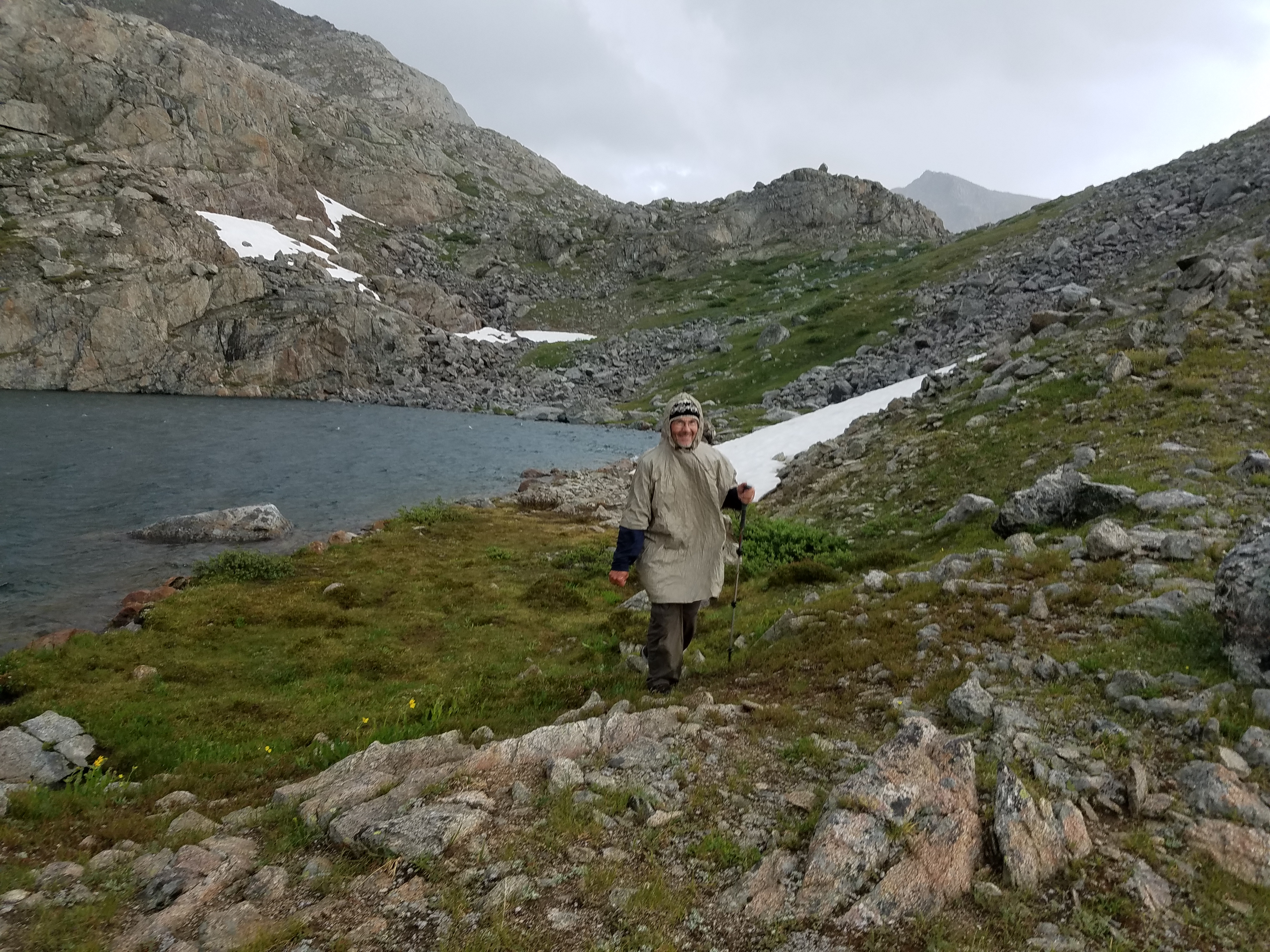 2017 Wind River Trip - Day 6 - Hiking all the way around Mount Victor, Fishing Lake Lyle, Snow Cones, Wildflowers, Rainstorm (Wind River Range, Wyoming)