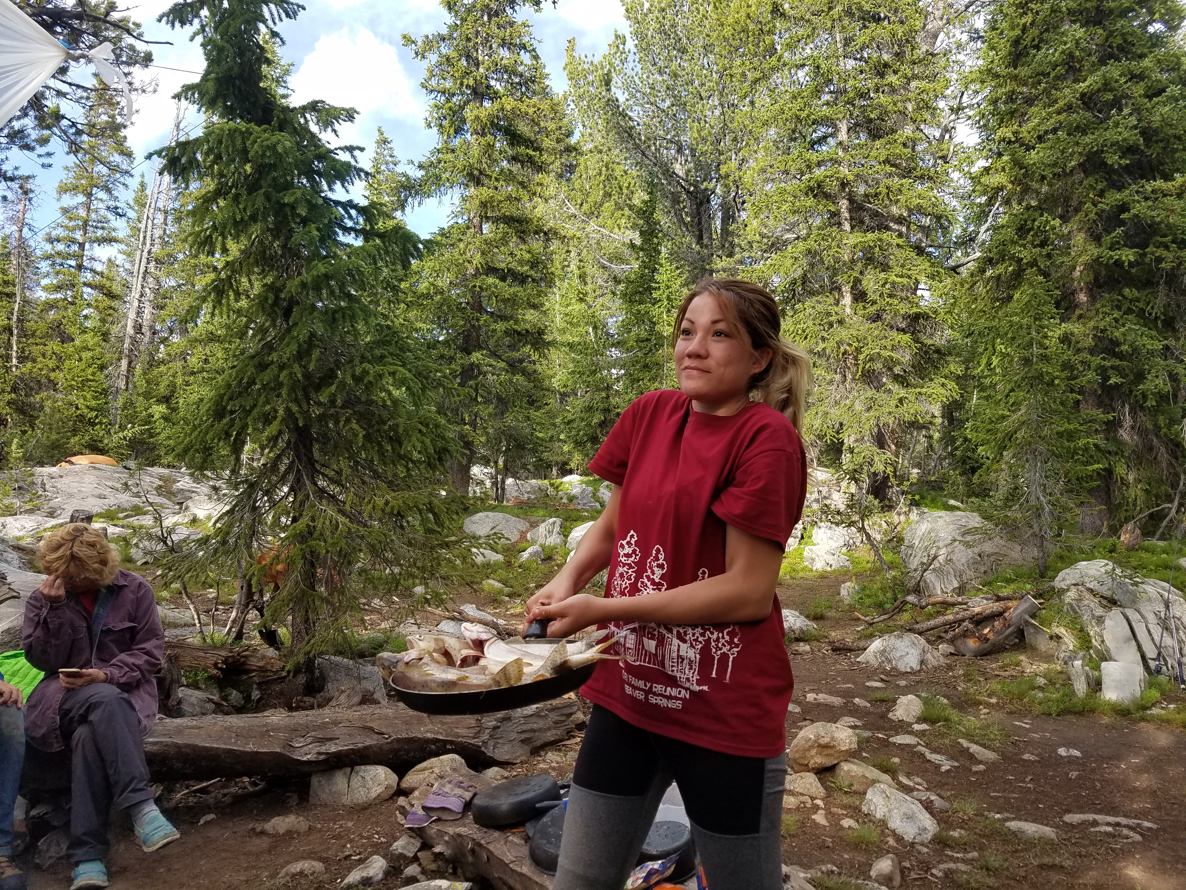 2017 Wind River Trip - Day 6 - Hiking all the way around Mount Victor, Fishing Lake Lyle, Snow Cones, Wildflowers, Rainstorm (Wind River Range, Wyoming)