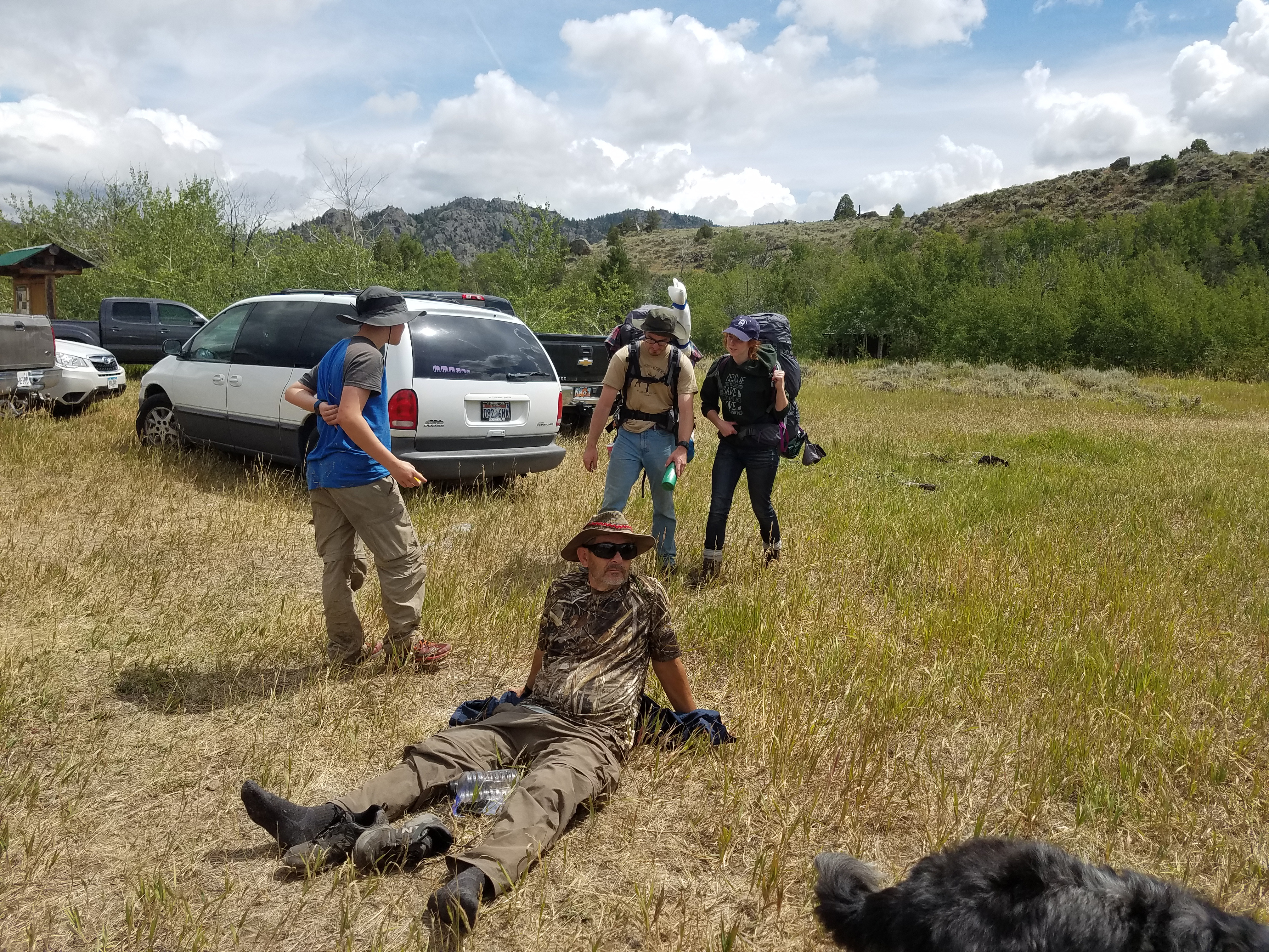 2017 Wind River Trip - Day 8 - Coyote Lake to Boulder Lake, Ethan's Exploding Pillow, Grizzly Bear Challenge, Dead Car Battery & Broken Key, Wind River Brewing Company, Toilet (Wind River Range, Wyoming)