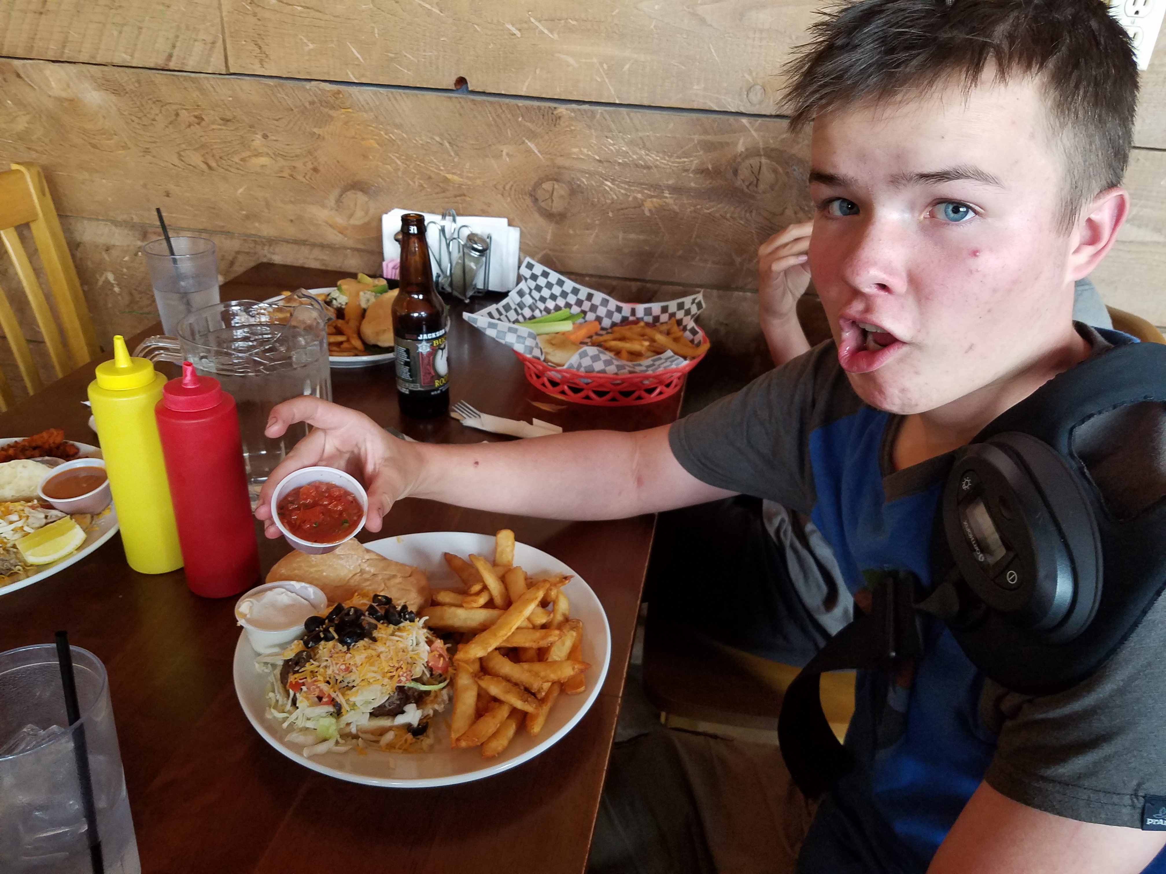 2017 Wind River Trip - Day 8 - Coyote Lake to Boulder Lake, Ethan's Exploding Pillow, Grizzly Bear Challenge, Dead Car Battery & Broken Key, Wind River Brewing Company, Toilet (Wind River Range, Wyoming)