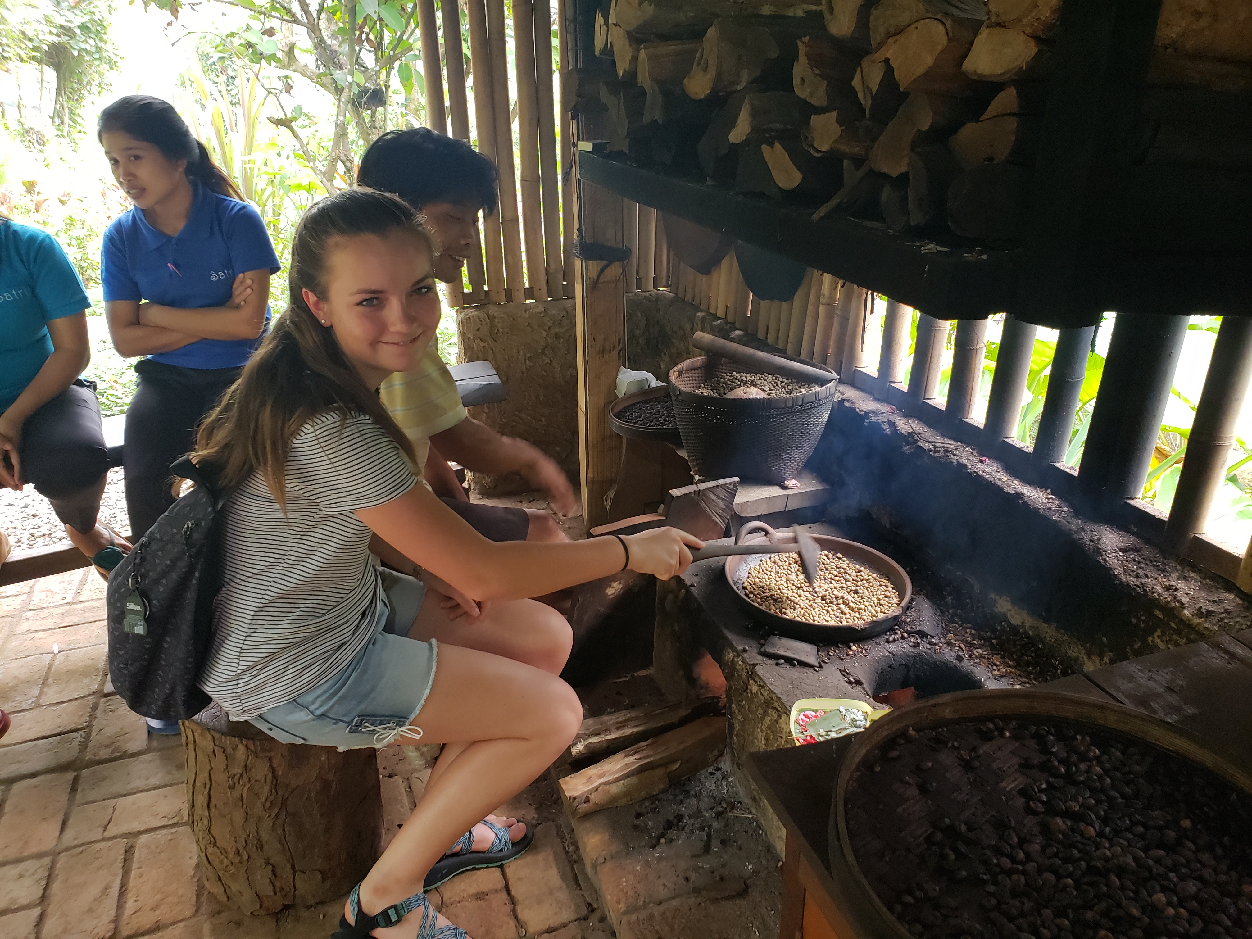 2018 Southeast Asia Trip Day 6 - Ubud, Bali, Indonesia (Mount Agung Volcano in Distance, Tegallalang Rice Terraces, Tirta Empul (Hindu Balinese Water Temple), Wearing Sarongs, Satria Agrowisata Coffee Plantation, Civet Cat Poop, Tibumana Waterfall)