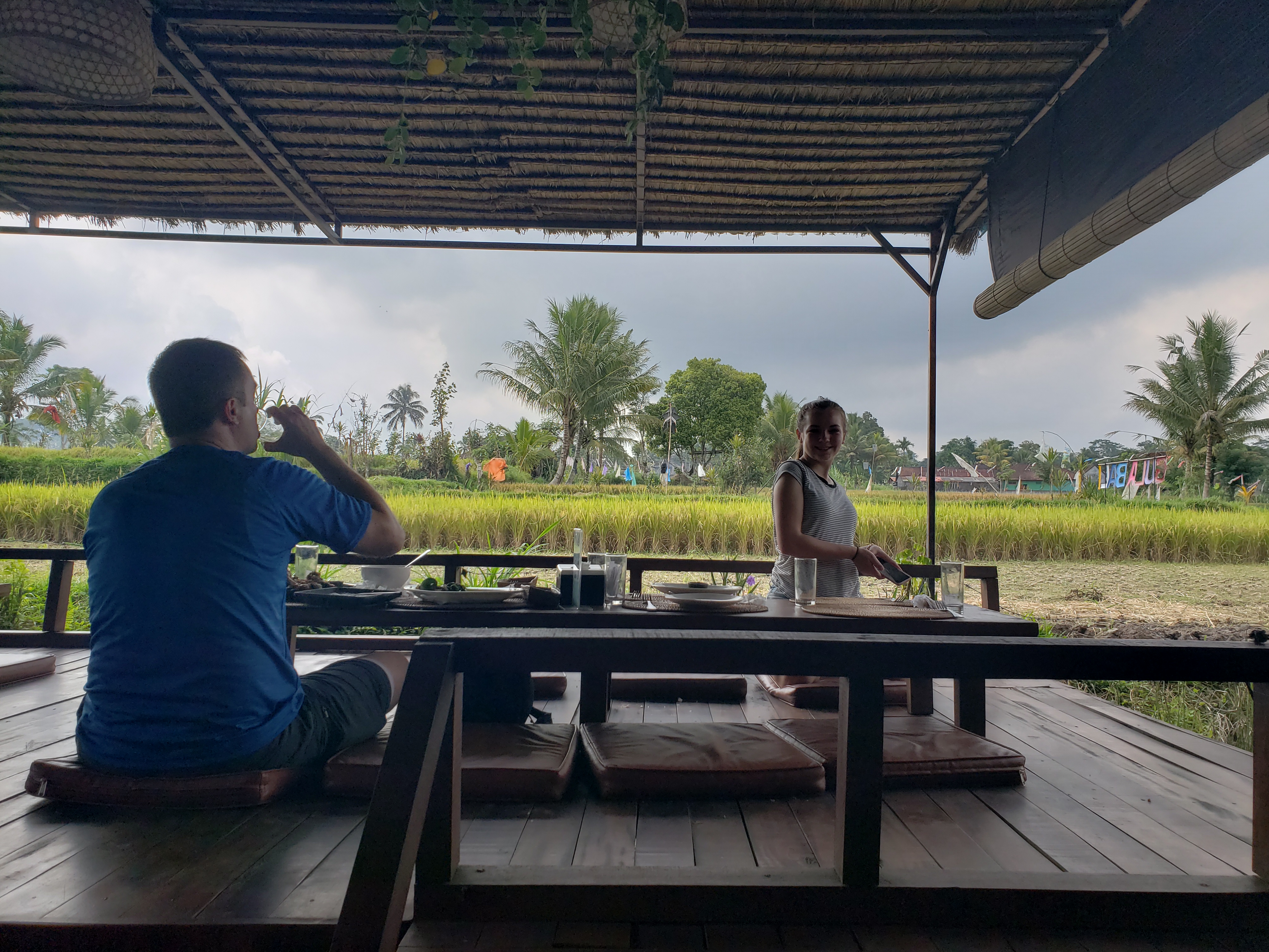 2018 Southeast Asia Trip Day 6 - Ubud, Bali, Indonesia (Mount Agung Volcano in Distance, Tegallalang Rice Terraces, Tirta Empul (Hindu Balinese Water Temple), Wearing Sarongs, Satria Agrowisata Coffee Plantation, Civet Cat Poop, Tibumana Waterfall)