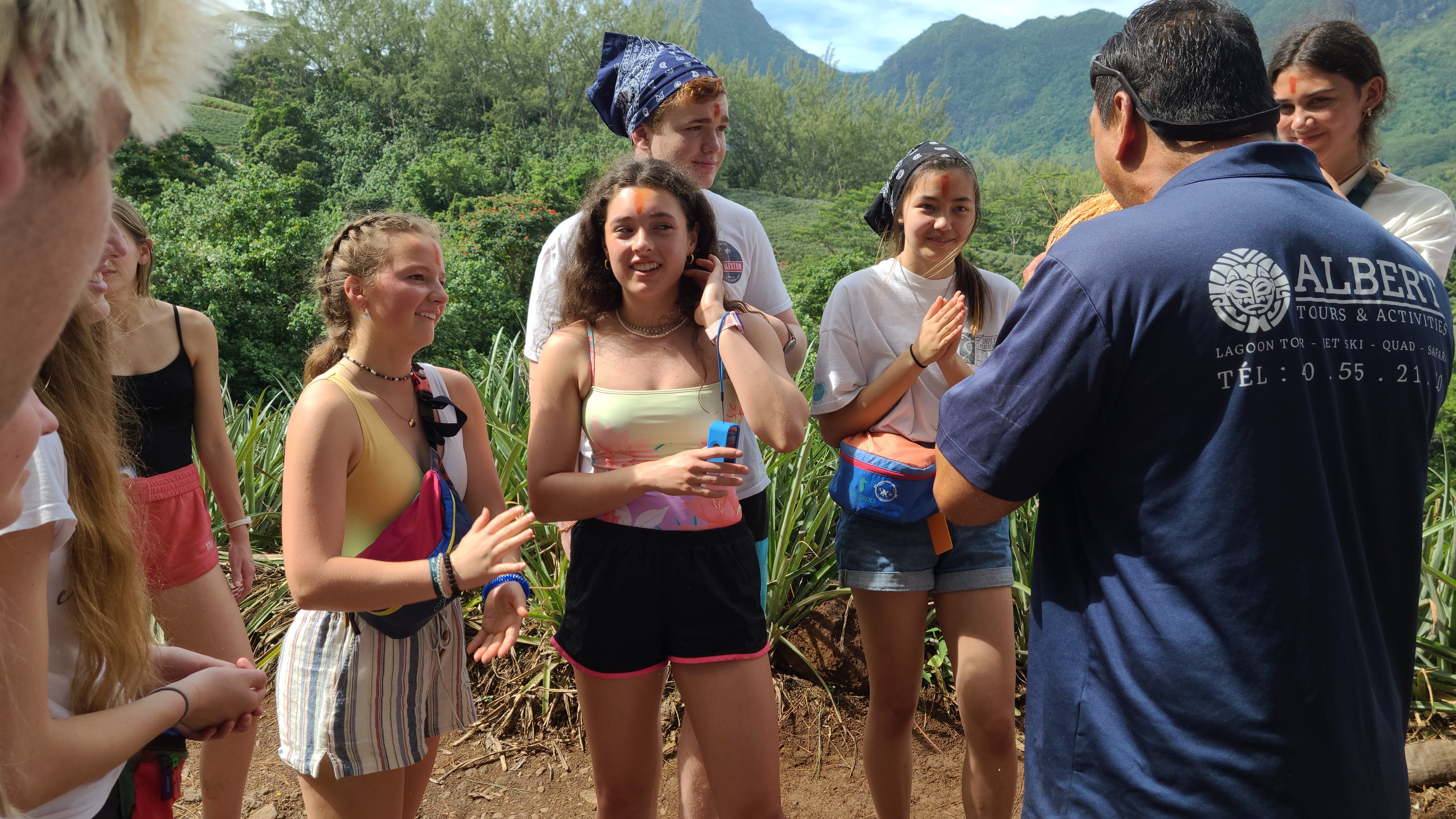 2022 Tahiti Taravao HXP - Day 3 (Devotional, Moorea Jeep Safari, Magic Mountain Overlook, Jam Tasting, Belvedere Lookout, Marae-o-Mahine, Touching Sacred Eels, Fresh Pineapple & Coconut, Making Headbands, Beach Games, Tahitian Dance & Fire Show)