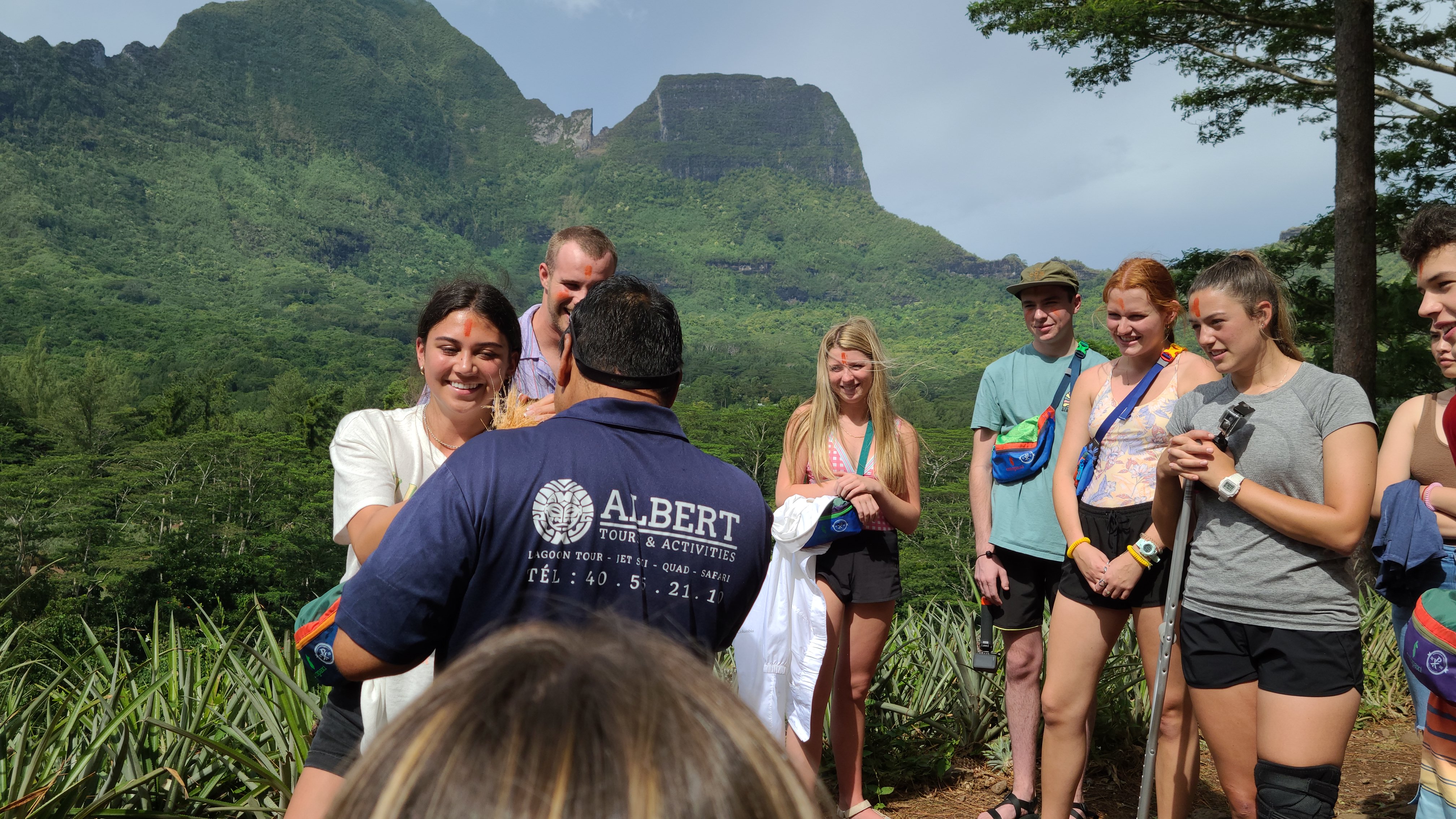 2022 Tahiti Taravao HXP - Day 3 (Devotional, Moorea Jeep Safari, Magic Mountain Overlook, Jam Tasting, Belvedere Lookout, Marae-o-Mahine, Touching Sacred Eels, Fresh Pineapple & Coconut, Making Headbands, Beach Games, Tahitian Dance & Fire Show)