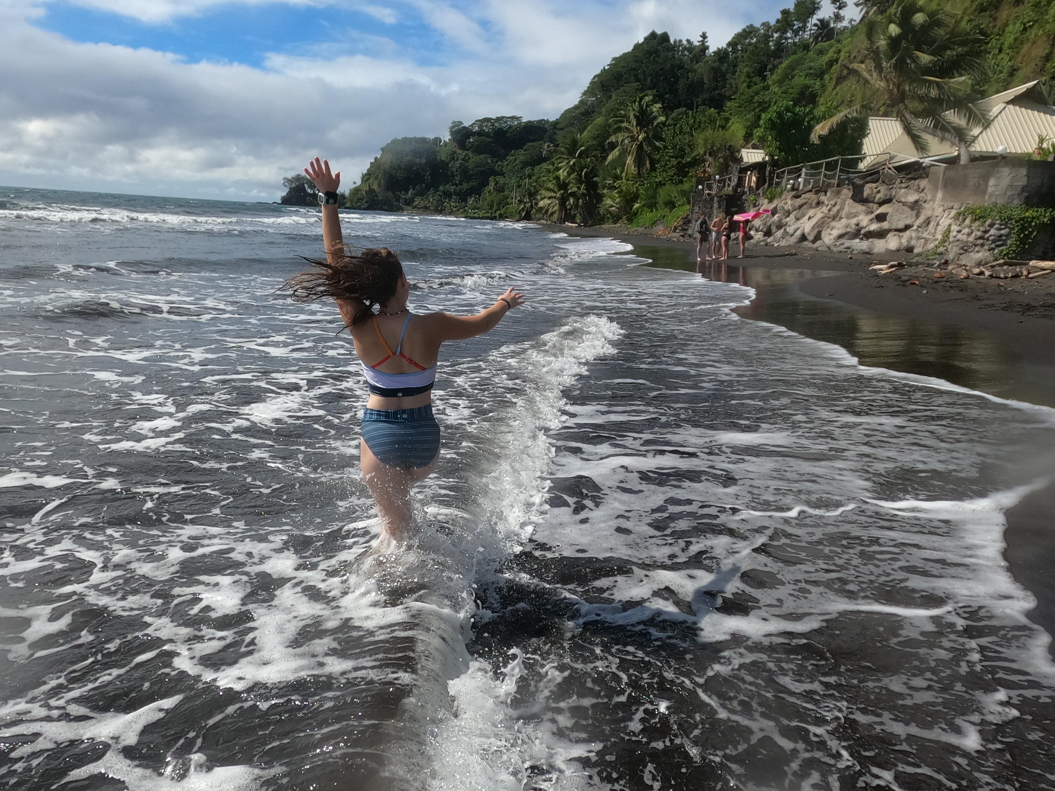 2022 Tahiti Taravao HXP - Day 11 (Surf Lessons on Black Sand Plage de Ahonu (Ahonu Beach), Losing Toenails, Beach Burger, Dance Party on Steve's Party Barge, Owner Steve, Snorkeling in Crystal Clear Warm Water in the Reef, Sports with Vaihiria Ward Youth)