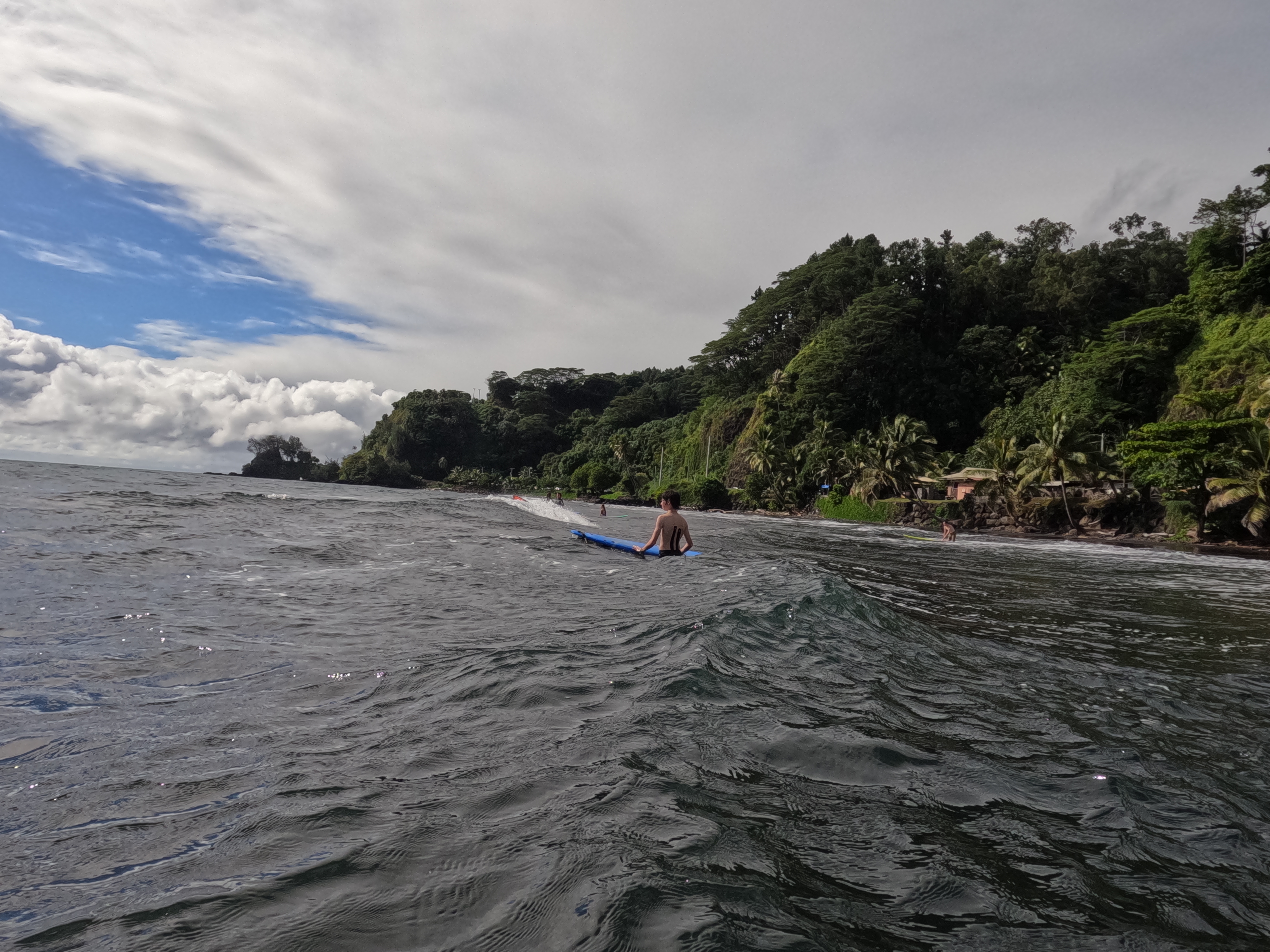 2022 Tahiti Taravao HXP - Day 11 (Surf Lessons on Black Sand Plage de Ahonu (Ahonu Beach), Losing Toenails, Beach Burger, Dance Party on Steve's Party Barge, Owner Steve, Snorkeling in Crystal Clear Warm Water in the Reef, Sports with Vaihiria Ward Youth)