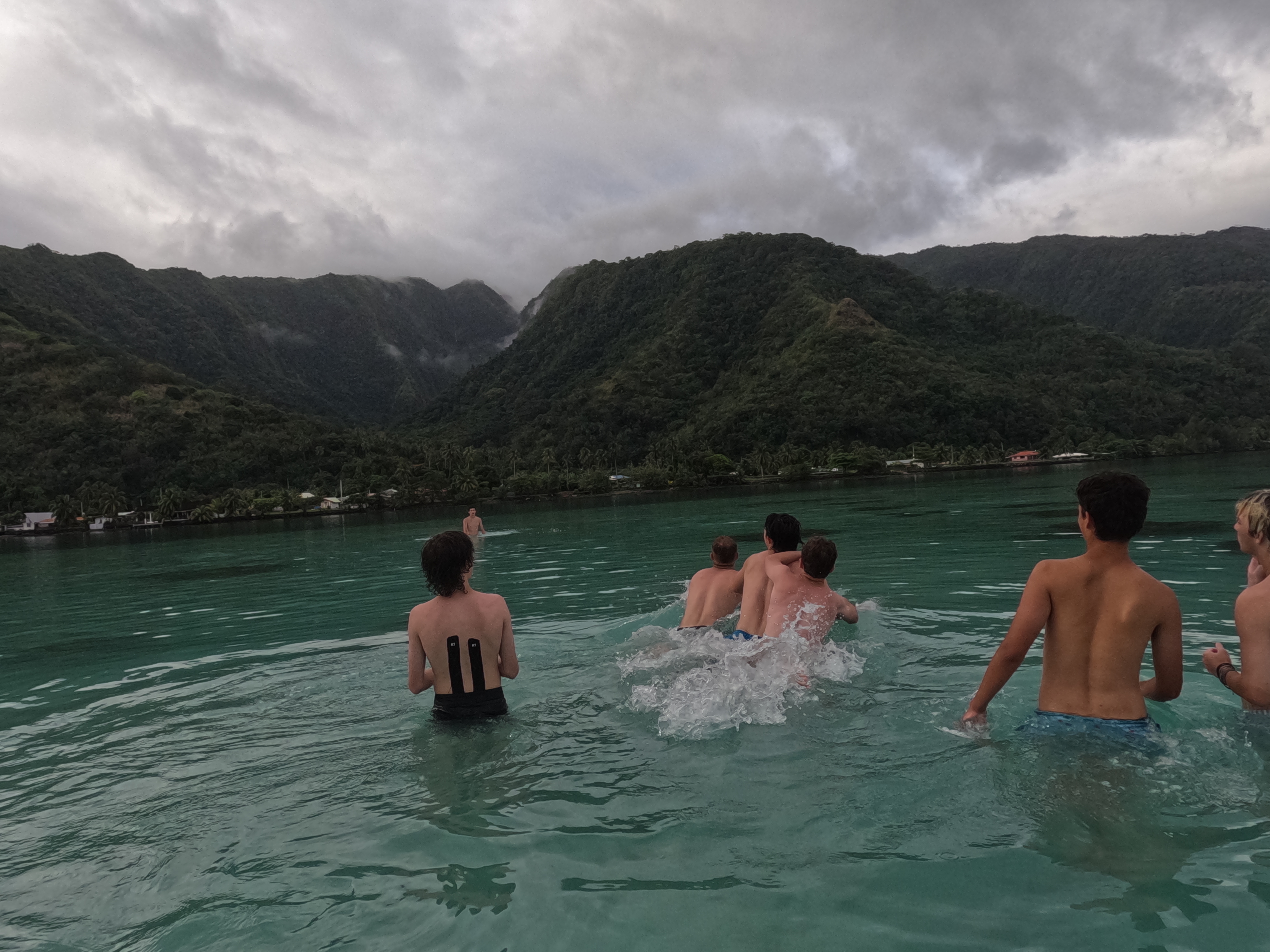 2022 Tahiti Taravao HXP - Day 11 (Surf Lessons on Black Sand Plage de Ahonu (Ahonu Beach), Losing Toenails, Beach Burger, Dance Party on Steve's Party Barge, Owner Steve, Snorkeling in Crystal Clear Warm Water in the Reef, Sports with Vaihiria Ward Youth)