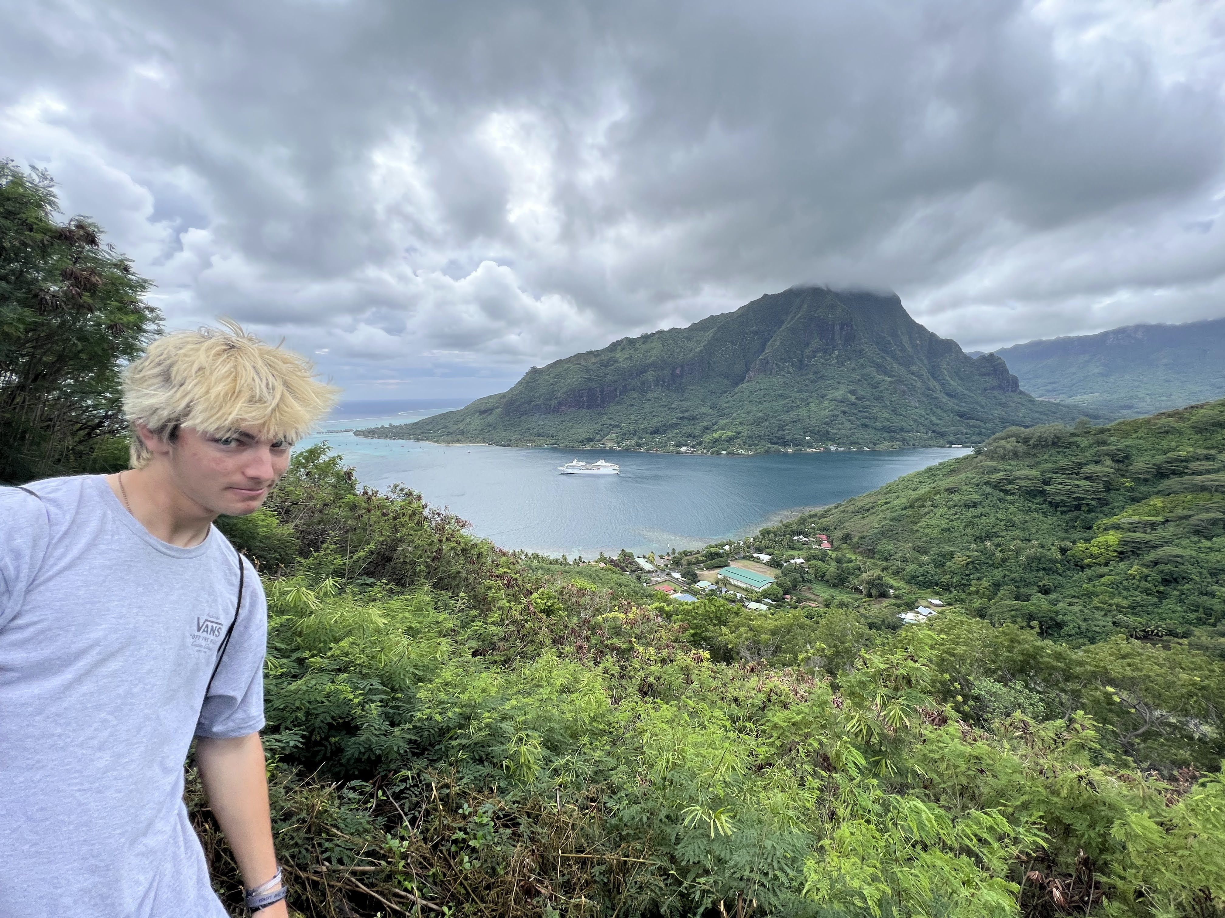 2022 Tahiti Taravao HXP - Day 3 (Devotional, Moorea Jeep Safari, Magic Mountain Overlook, Jam Tasting, Belvedere Lookout, Marae-o-Mahine, Touching Sacred Eels, Fresh Pineapple & Coconut, Making Headbands, Beach Games, Tahitian Dance & Fire Show)