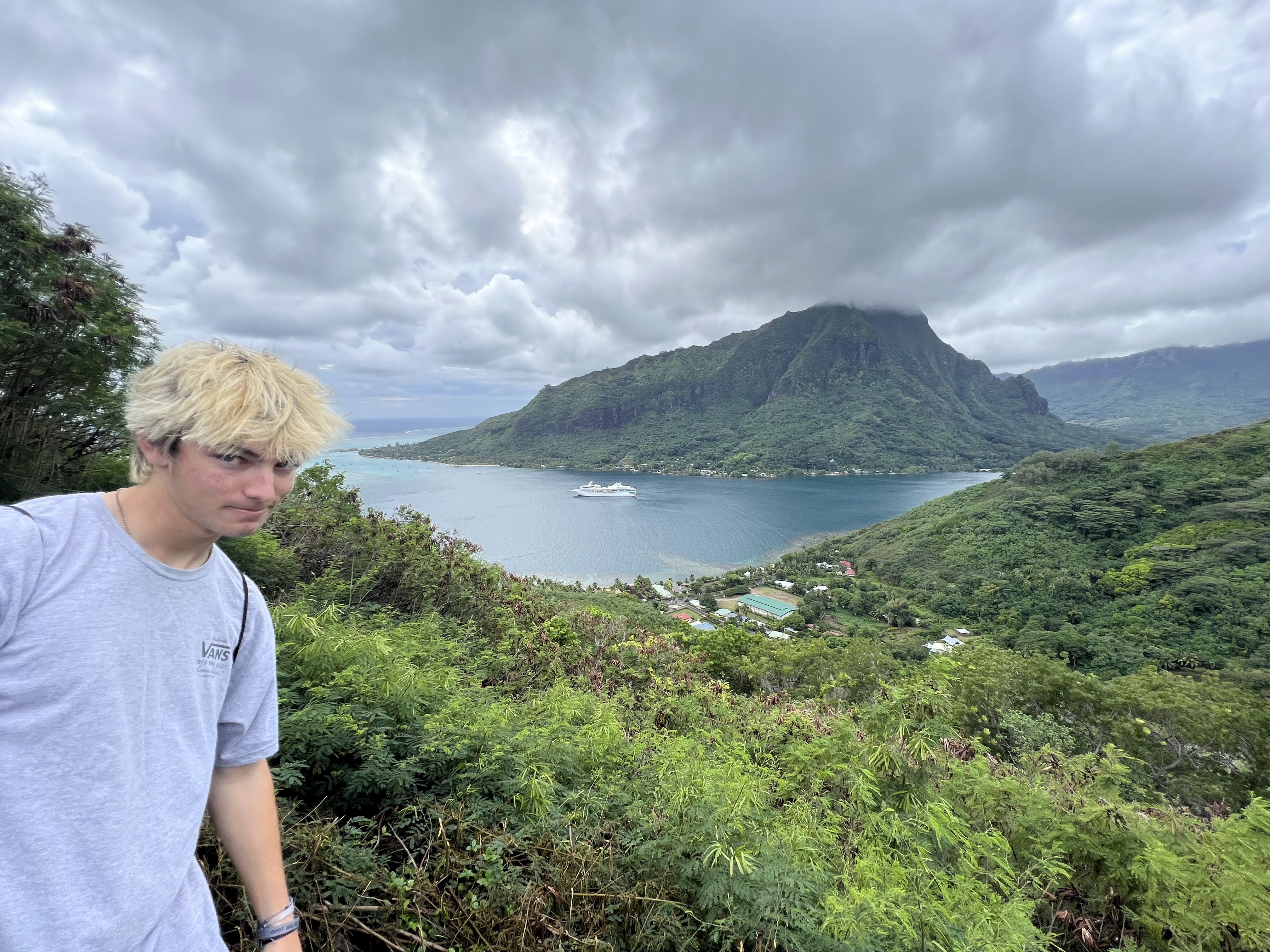 2022 Tahiti Taravao HXP - Day 3 (Devotional, Moorea Jeep Safari, Magic Mountain Overlook, Jam Tasting, Belvedere Lookout, Marae-o-Mahine, Touching Sacred Eels, Fresh Pineapple & Coconut, Making Headbands, Beach Games, Tahitian Dance & Fire Show)