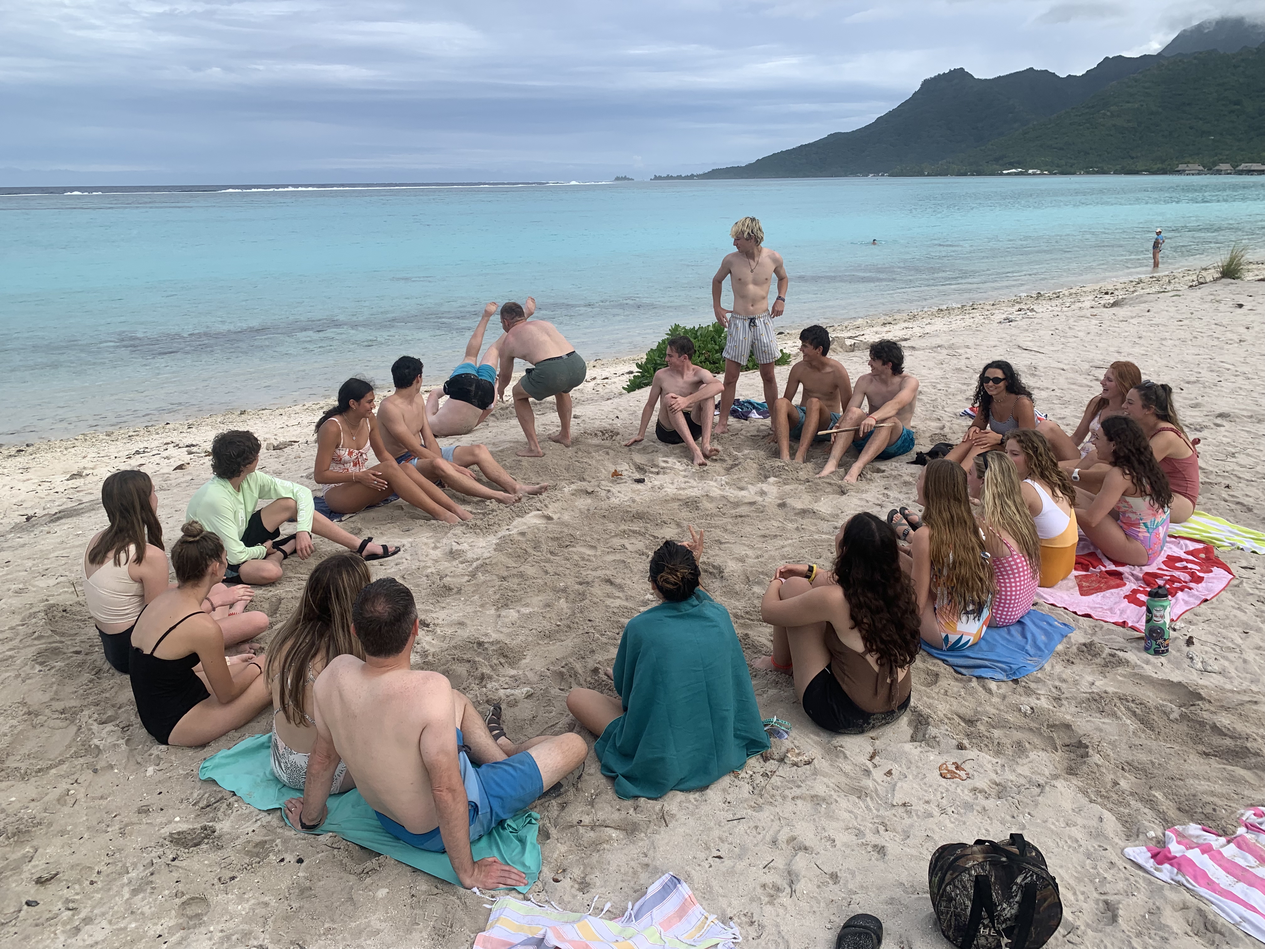 2022 Tahiti Taravao HXP - Day 3 (Devotional, Moorea Jeep Safari, Magic Mountain Overlook, Jam Tasting, Belvedere Lookout, Marae-o-Mahine, Touching Sacred Eels, Fresh Pineapple & Coconut, Making Headbands, Beach Games, Tahitian Dance & Fire Show)