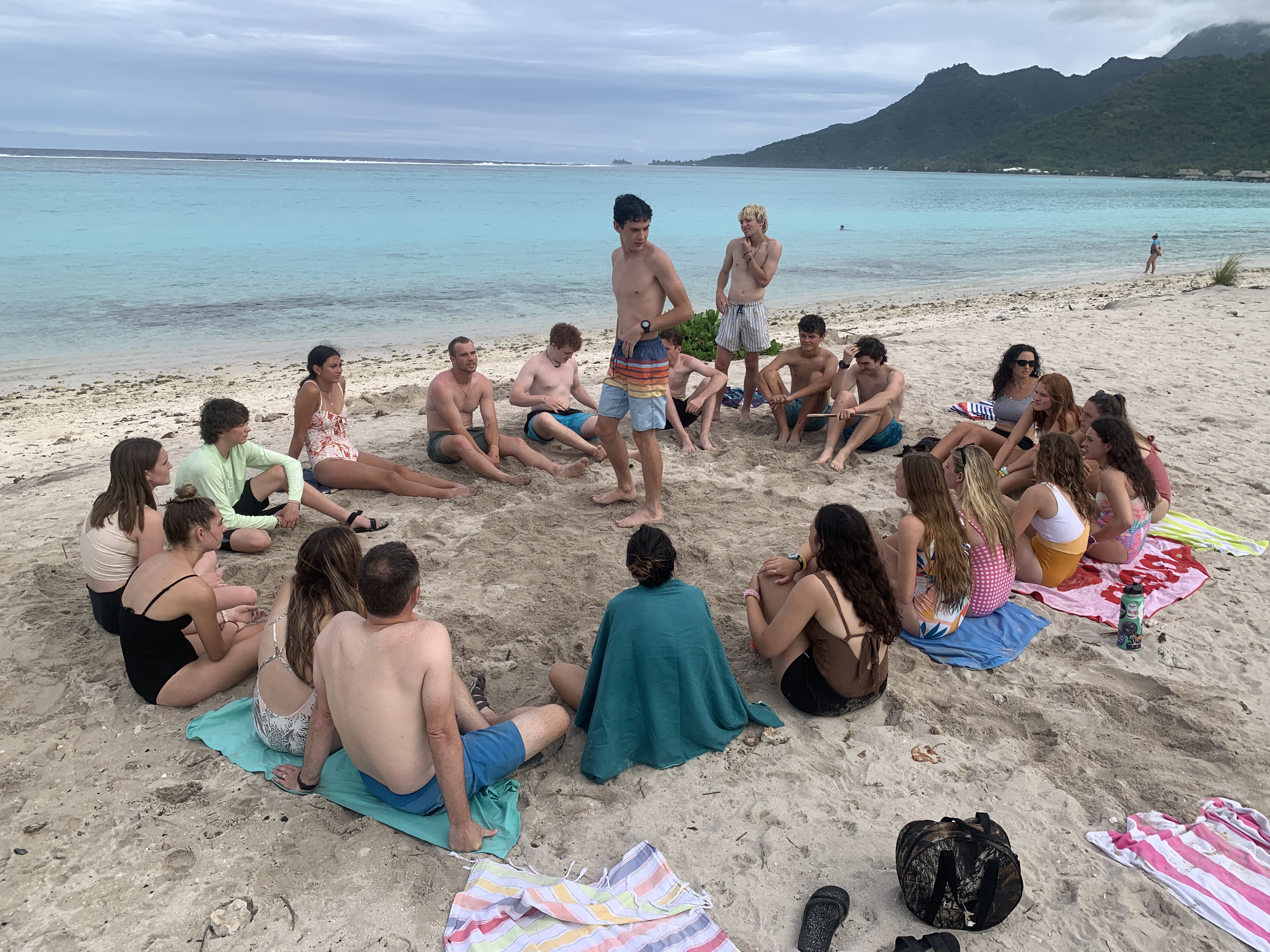 2022 Tahiti Taravao HXP - Day 3 (Devotional, Moorea Jeep Safari, Magic Mountain Overlook, Jam Tasting, Belvedere Lookout, Marae-o-Mahine, Touching Sacred Eels, Fresh Pineapple & Coconut, Making Headbands, Beach Games, Tahitian Dance & Fire Show)