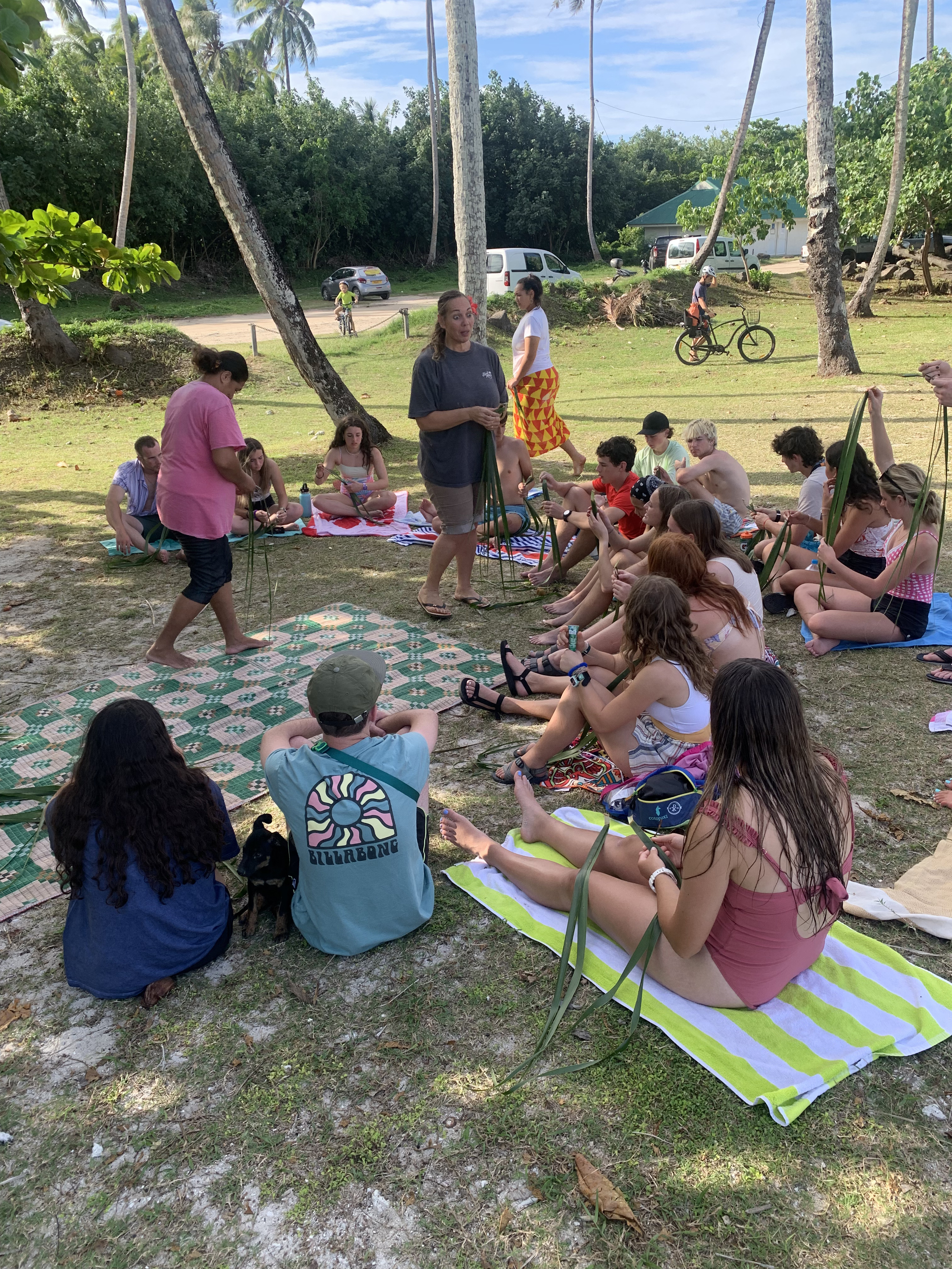 2022 Tahiti Taravao HXP - Day 3 (Devotional, Moorea Jeep Safari, Magic Mountain Overlook, Jam Tasting, Belvedere Lookout, Marae-o-Mahine, Touching Sacred Eels, Fresh Pineapple & Coconut, Making Headbands, Beach Games, Tahitian Dance & Fire Show)