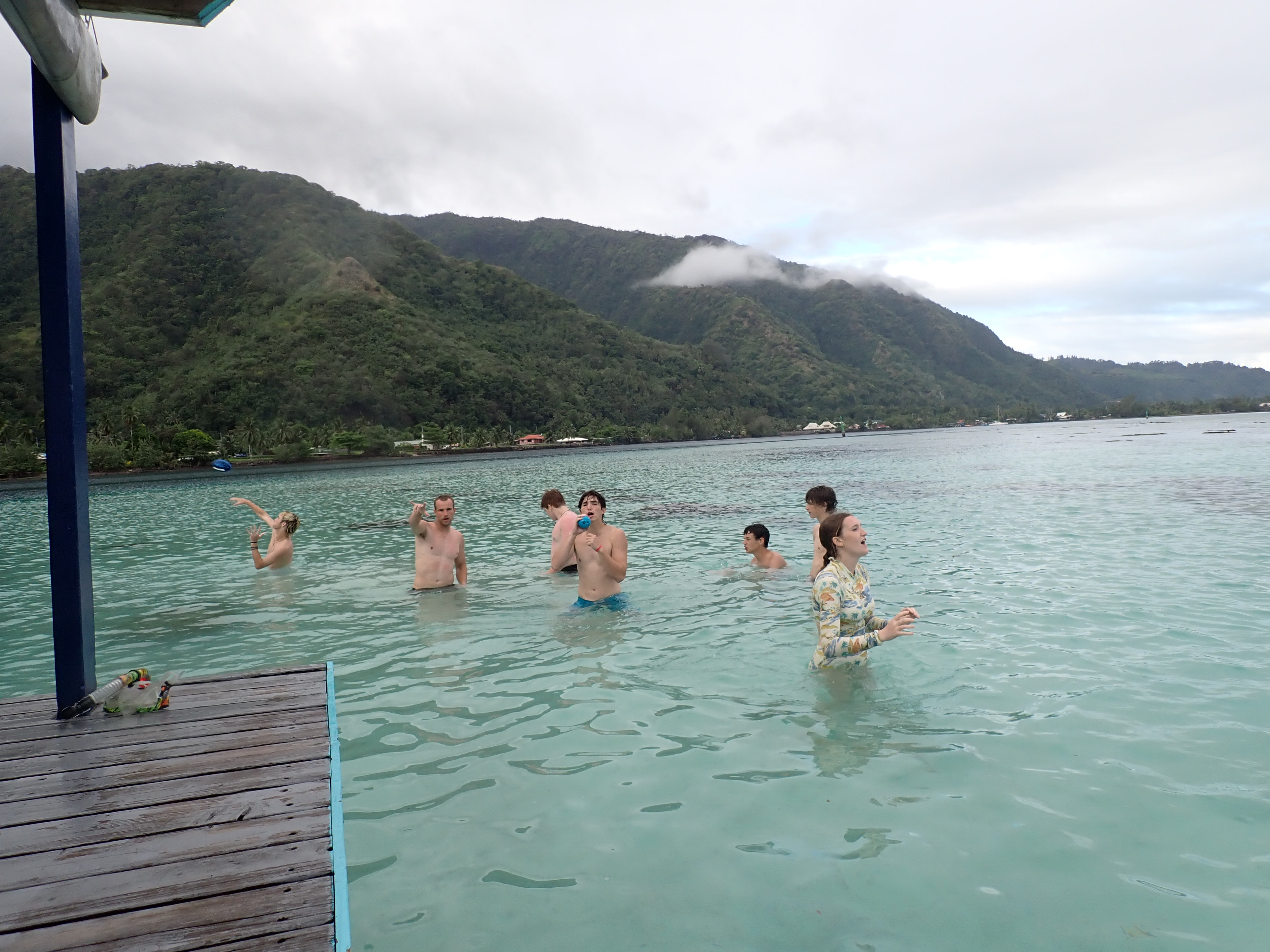 2022 Tahiti Taravao HXP - Day 11 (Surf Lessons on Black Sand Plage de Ahonu (Ahonu Beach), Losing Toenails, Beach Burger, Dance Party on Steve's Party Barge, Owner Steve, Snorkeling in Crystal Clear Warm Water in the Reef, Sports with Vaihiria Ward Youth)