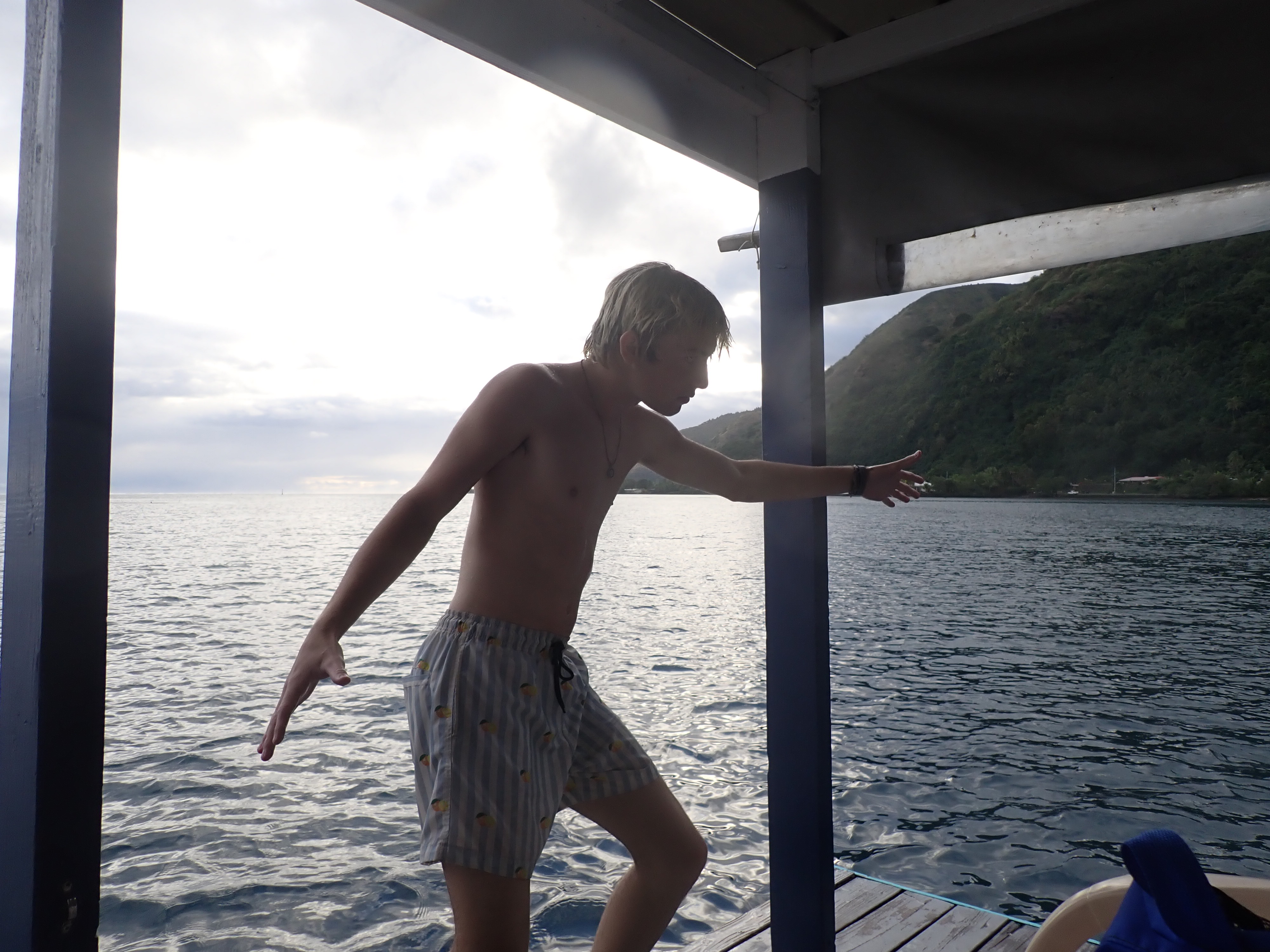 2022 Tahiti Taravao HXP - Day 11 (Surf Lessons on Black Sand Plage de Ahonu (Ahonu Beach), Losing Toenails, Beach Burger, Dance Party on Steve's Party Barge, Owner Steve, Snorkeling in Crystal Clear Warm Water in the Reef, Sports with Vaihiria Ward Youth)