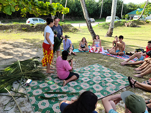 2022 Tahiti Taravao HXP - Day 3 (Devotional, Moorea Jeep Safari, Magic Mountain Overlook, Jam Tasting, Belvedere Lookout, Marae-o-Mahine, Touching Sacred Eels, Fresh Pineapple & Coconut, Making Headbands, Beach Games, Tahitian Dance & Fire Show)