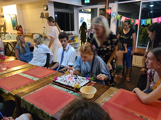 2022 Tahiti Taravao HXP - Day 12 (Church with Vaihiria Ward, Water Gardens Vaipahi Waterfall & Hike, Sacred Eels, Turtles, Haircut, Activity with Vaihiria Ward Youth, Averie's Birthday, Letters Home)