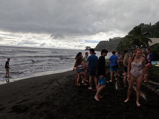2022 Tahiti Taravao HXP - Day 11 (Surf Lessons on Black Sand Plage de Ahonu (Ahonu Beach), Losing Toenails, Beach Burger, Dance Party on Steve's Party Barge, Owner Steve, Snorkeling in Crystal Clear Warm Water in the Reef, Sports with Vaihiria Ward Youth)