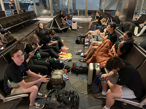 2022 Tahiti Taravao HXP - Day 1 (Meeting HXP group in Los Angeles; 19 youth builders, 2 parent builders, and 2 trip leaders, Flight to Papeete, Tahiti (French Polynesia))