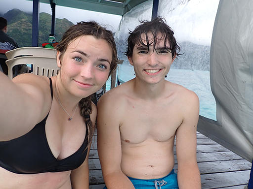2022 Tahiti Taravao HXP - Day 11 (Surf Lessons on Black Sand Plage de Ahonu (Ahonu Beach), Losing Toenails, Beach Burger, Dance Party on Steve's Party Barge, Owner Steve, Snorkeling in Crystal Clear Warm Water in the Reef, Sports with Vaihiria Ward Youth)